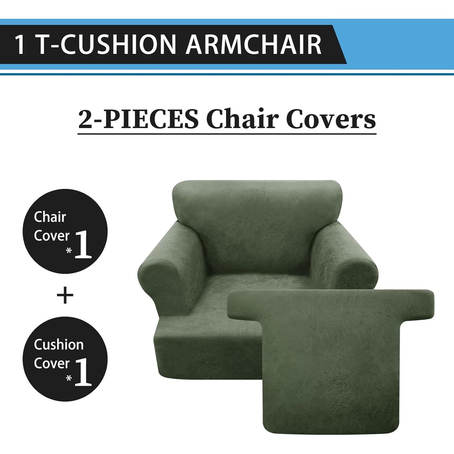 Funda de Sillón T Pfrstuv Verde Militar 2 Piezas Lavable