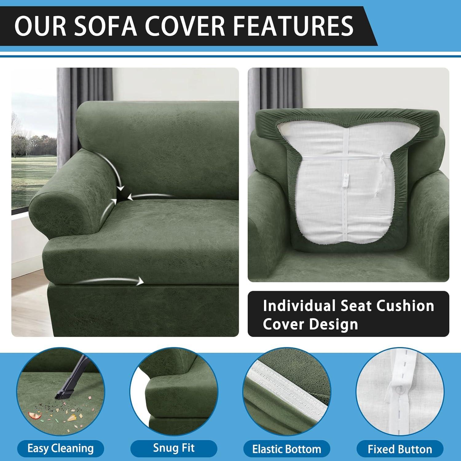 Funda de Sillón T Pfrstuv Verde Militar 2 Piezas Lavable