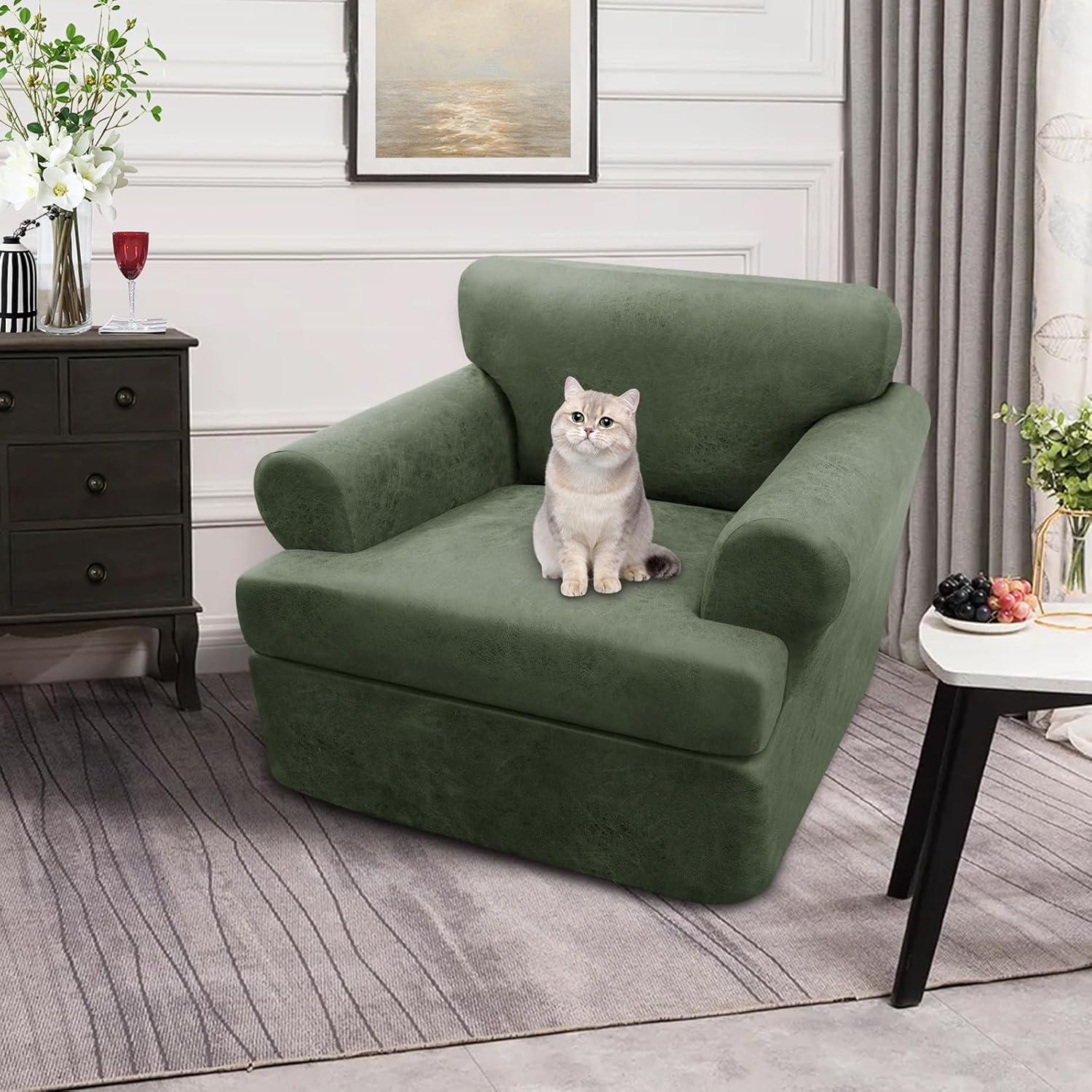 Funda de Sillón T Pfrstuv Verde Militar 2 Piezas Lavable