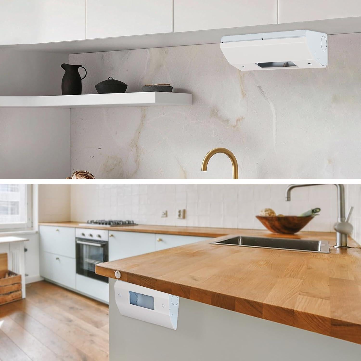 Under Cabinet Outlet Box with Low Profile Design, Hidden Electrical Solution, Easy to Install, Heavy Duty Metal Structure, Comply with NEC Standards, Keep Tile Backsplash Tidy, GFCI Outlet Fit Box
