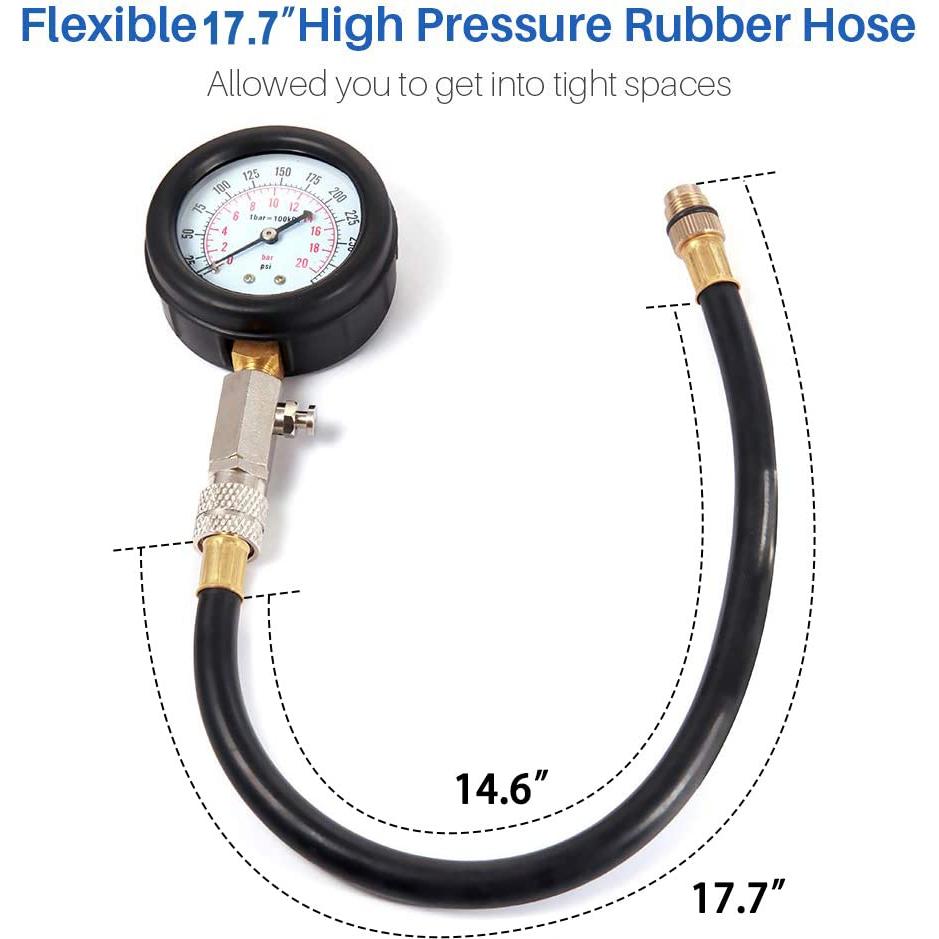 BETOOLL HW0130 8pcs Petrol Engine Cylinder Compression Tester Kit Automotive Tool Gauge