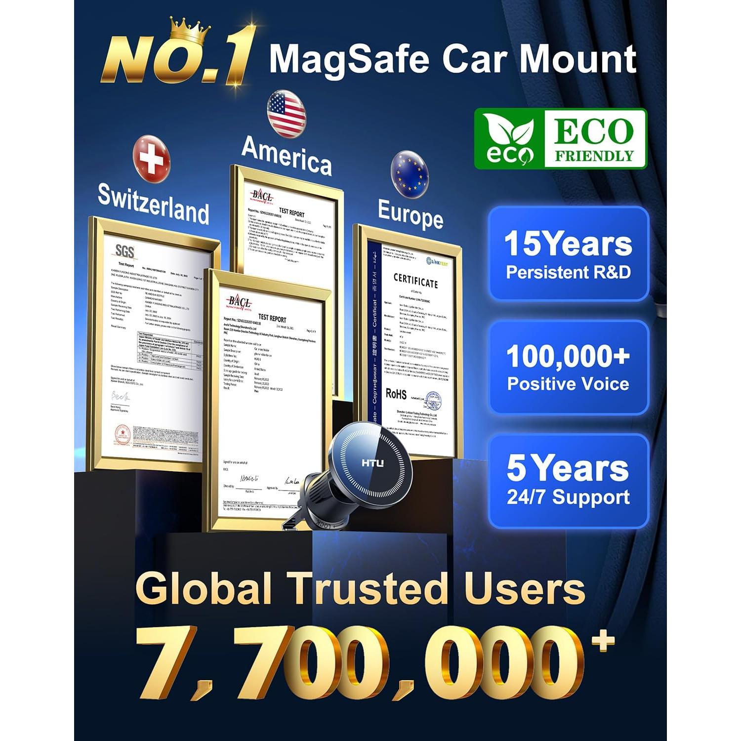 Soporte Magnético para Auto HTU con Gancho Metal Negro