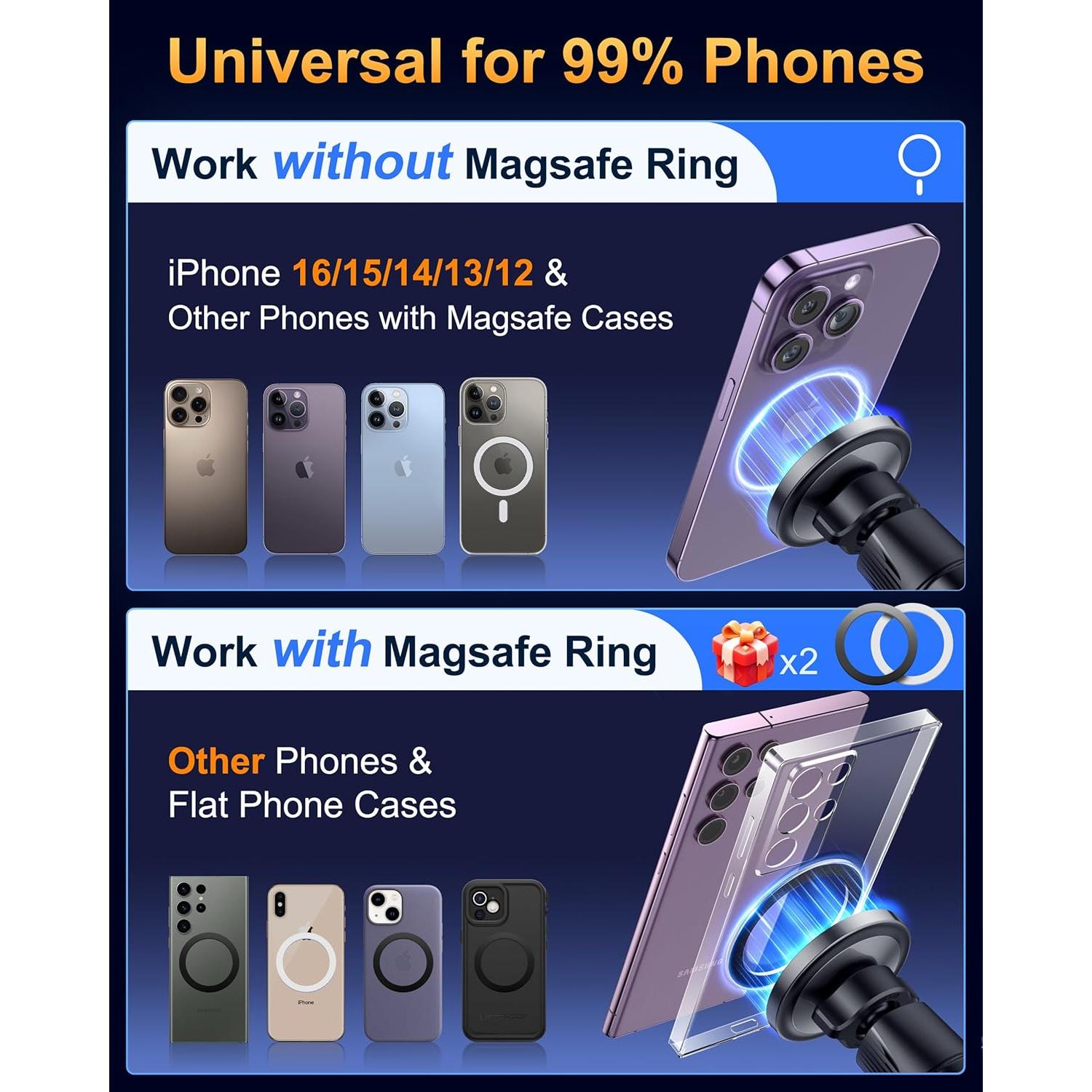 Soporte Magnético para Auto HTU con Gancho Metal Negro