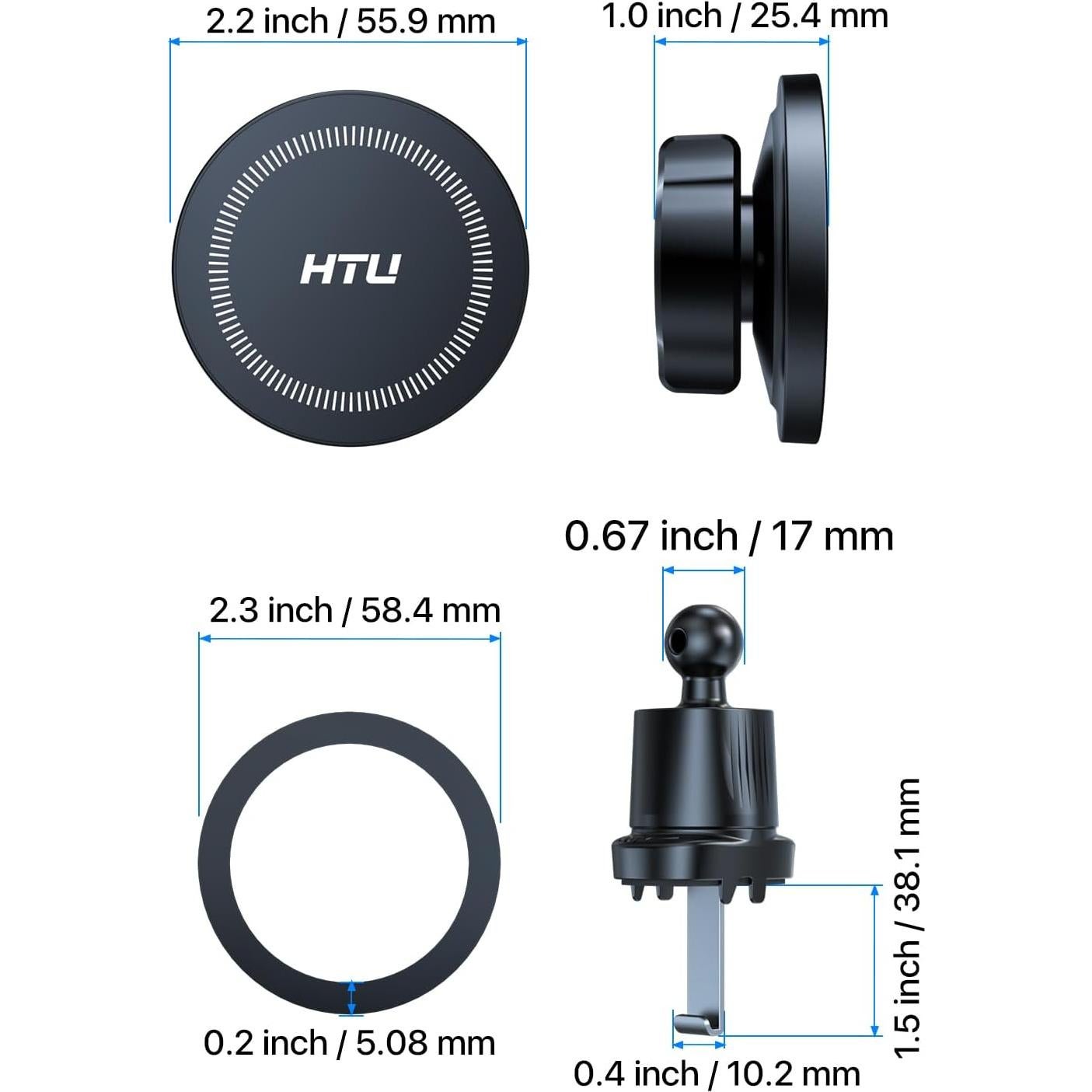 Soporte Magnético para Auto HTU con Gancho Metal Negro