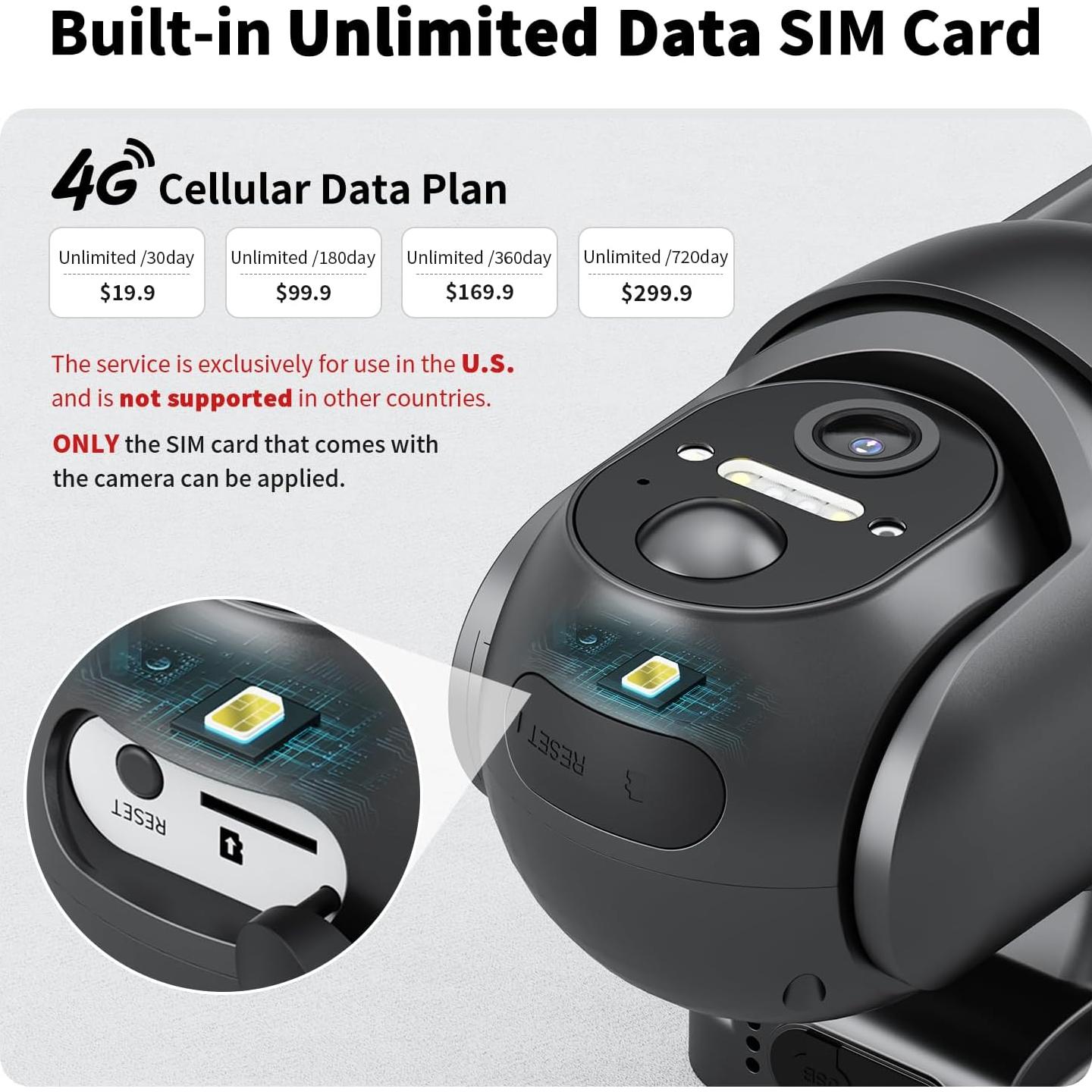 Cámara de Seguridad Solar 4G LTE SEHMUA Inalámbrica 2K