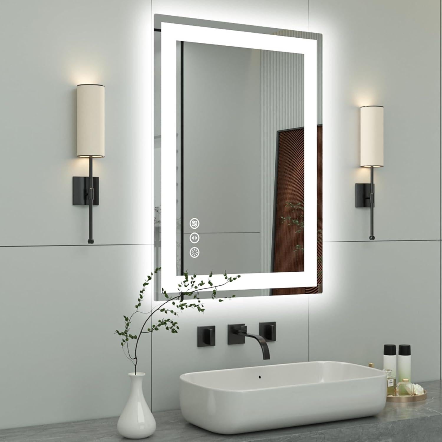 Espejo de Baño LED Miskerm 70x50 cm con Luz Frontal y Anti-Vaho