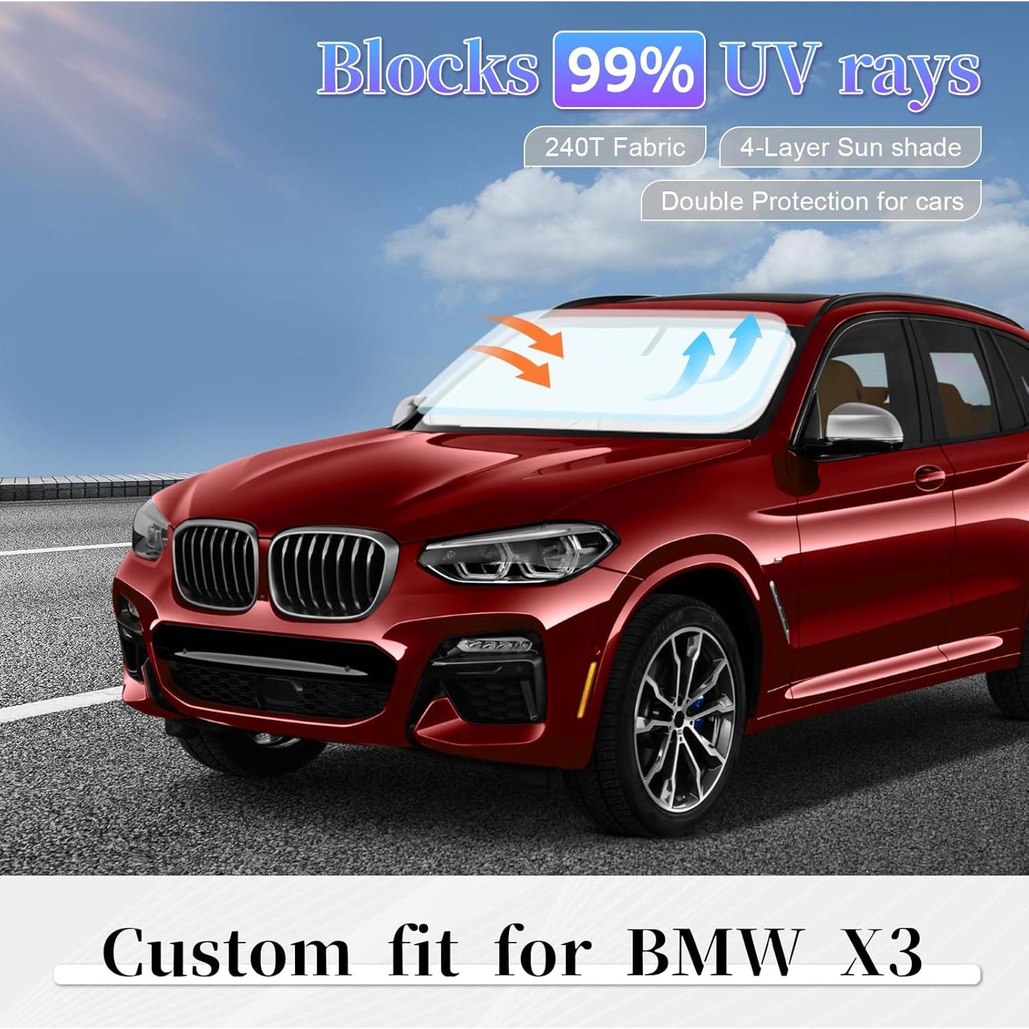 Sombra Solar ZOIBV para BMW X3 2018-2024, 4 Capas UV