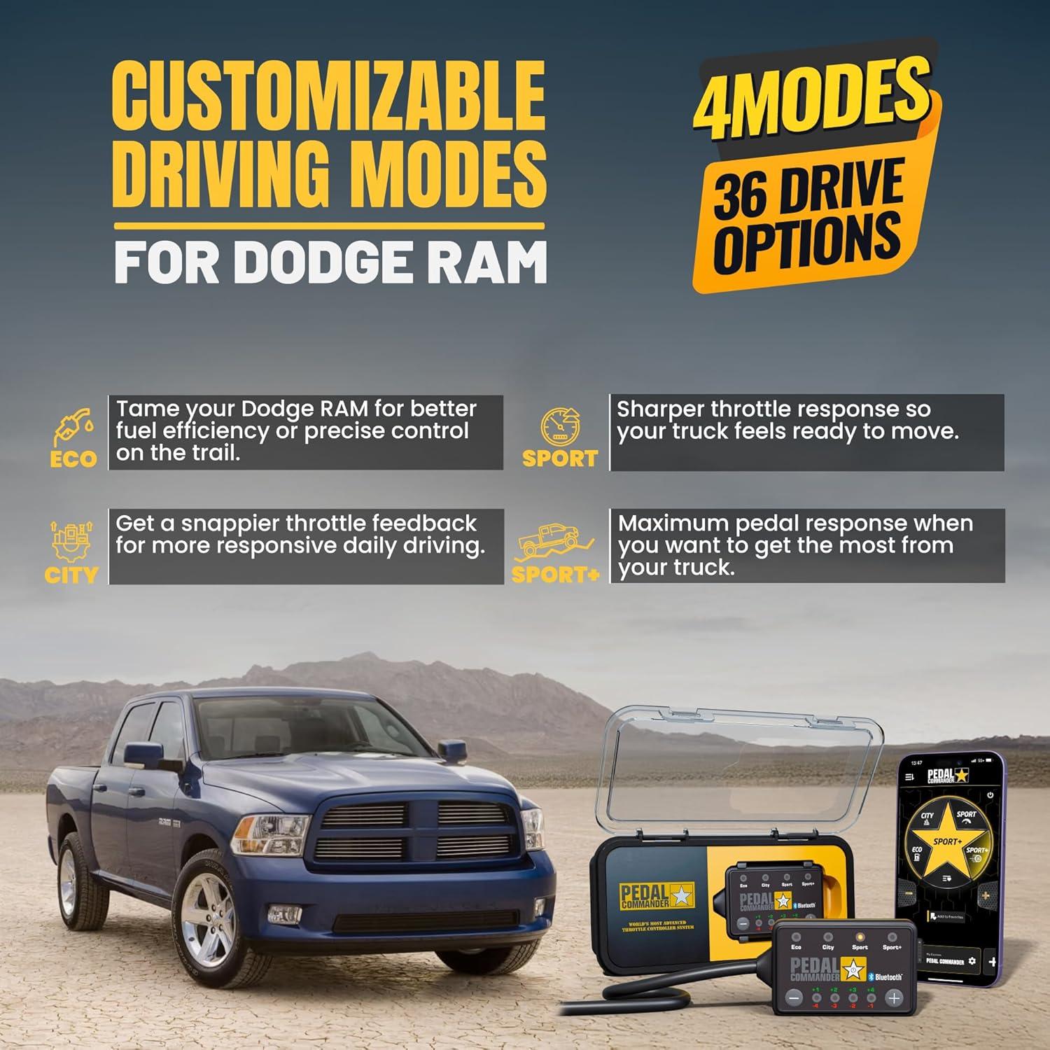 Controlador de Respuesta Acelerador Pedal Commander PC31-BT para Dodge Ram 2007-2018