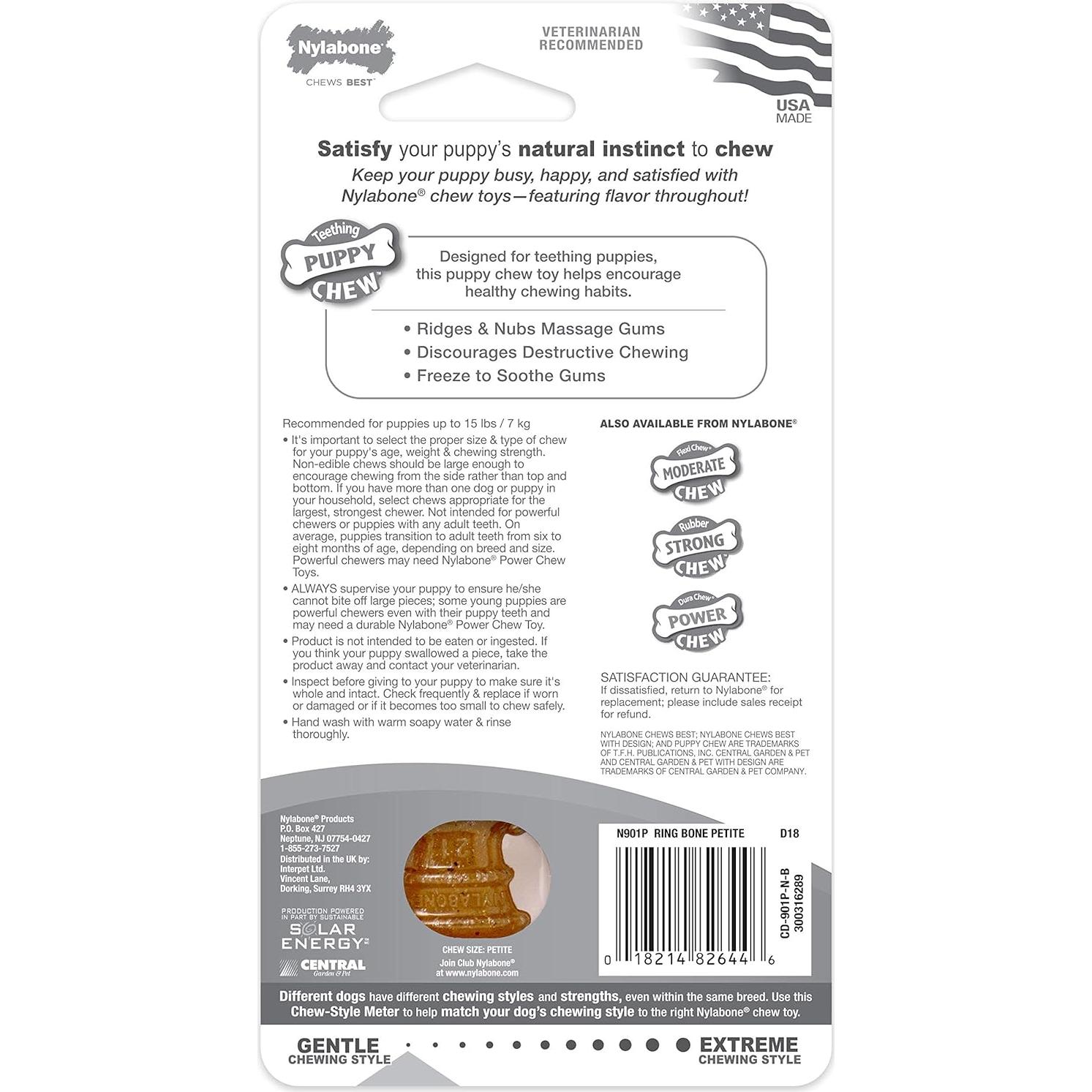 Anillo de Hueso Nylabone para Cachorros Sabor Pollo 2 Unidades