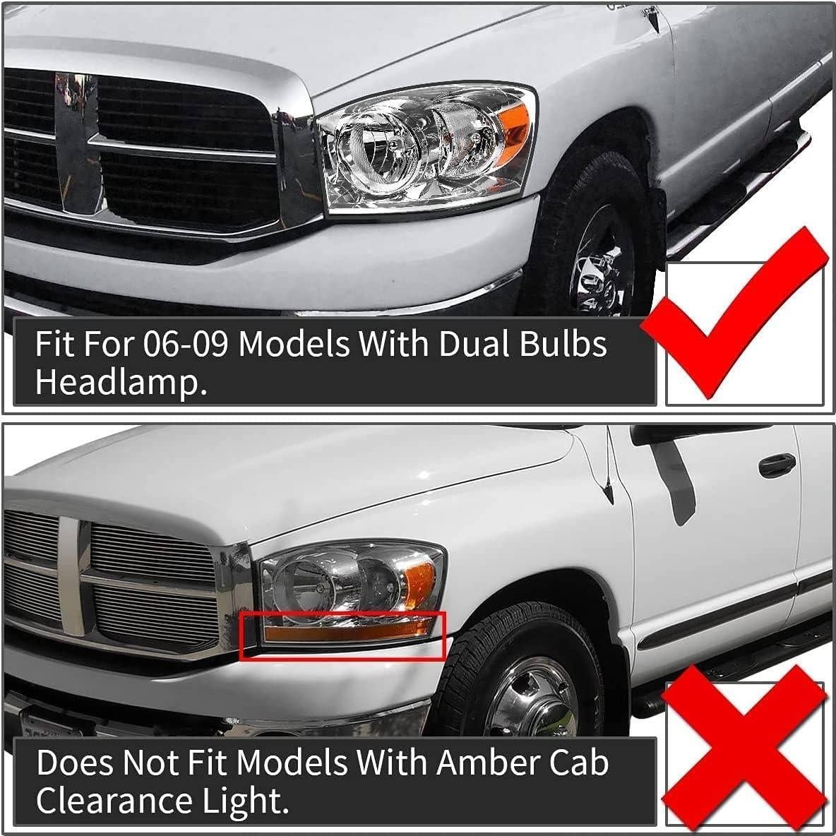 Faros para Dodge Ram 2006-2009 AD CARLIGHTS Lente clara