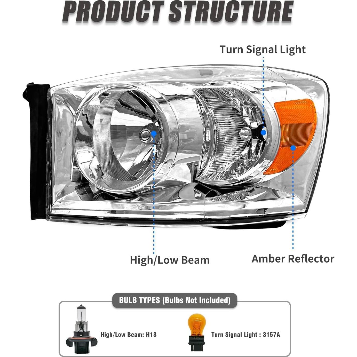 Faros para Dodge Ram 2006-2009 AD CARLIGHTS Lente clara