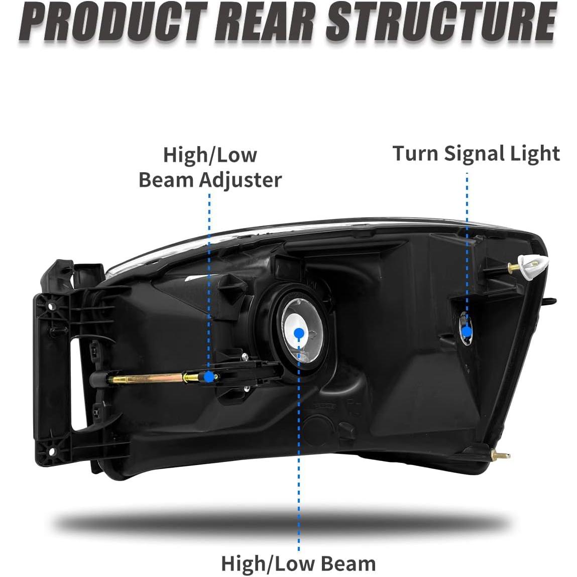 Faros para Dodge Ram 2006-2009 AD CARLIGHTS Lente clara