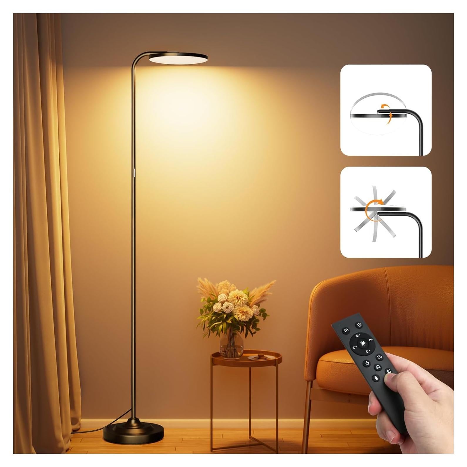 Lámpara de Pie LED SIBRILLE 36W Regulable con Control Remoto