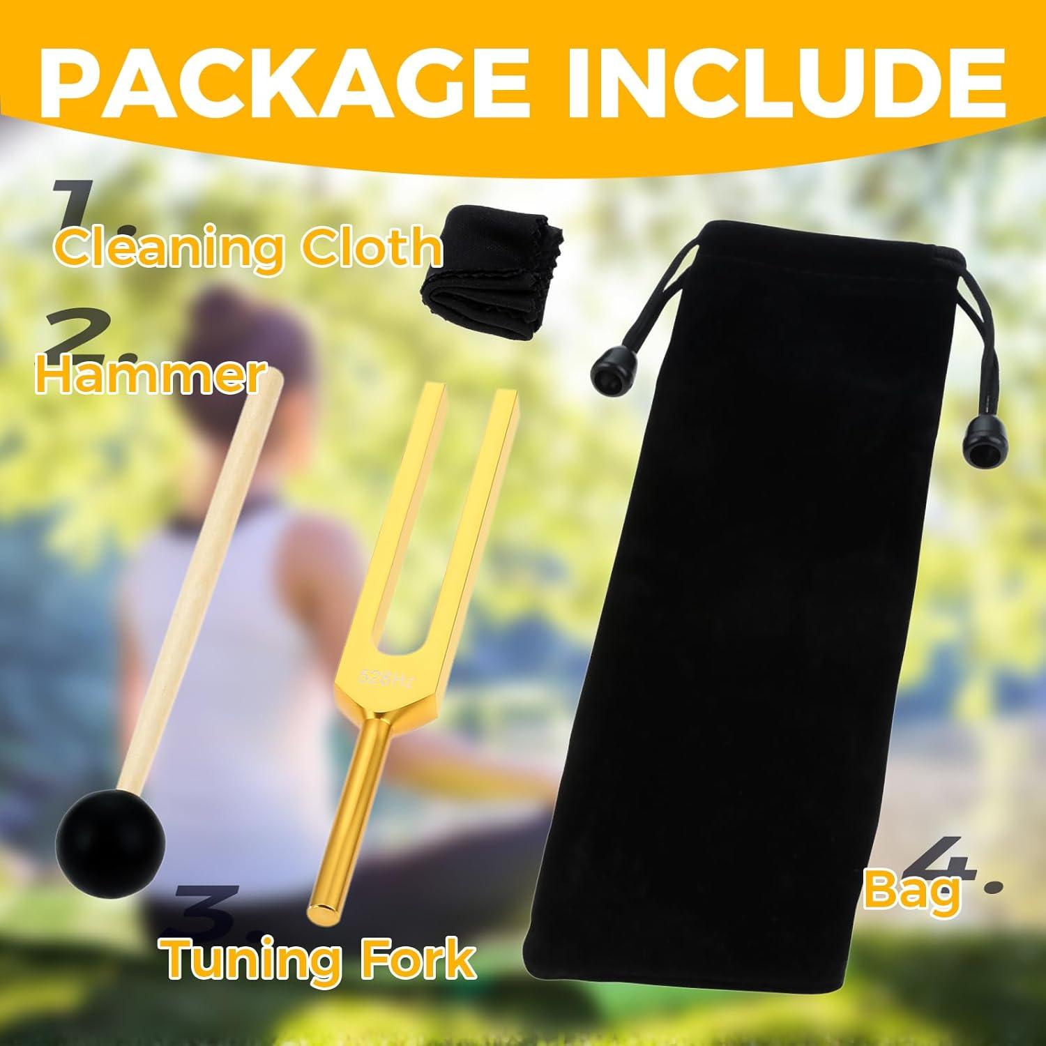 Tenedor de Afinación DRELD 528 Hz Dorado con Accesorios