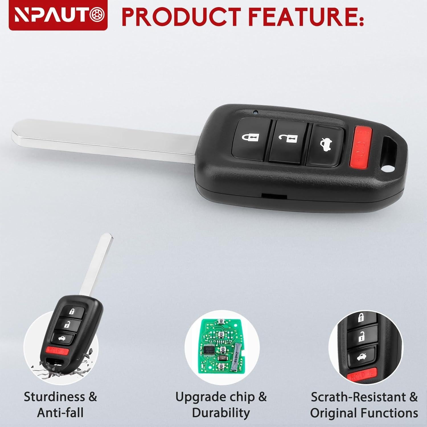 Llavero remoto NPAUTO para Honda Civic 2016-2020 y Accord 2016