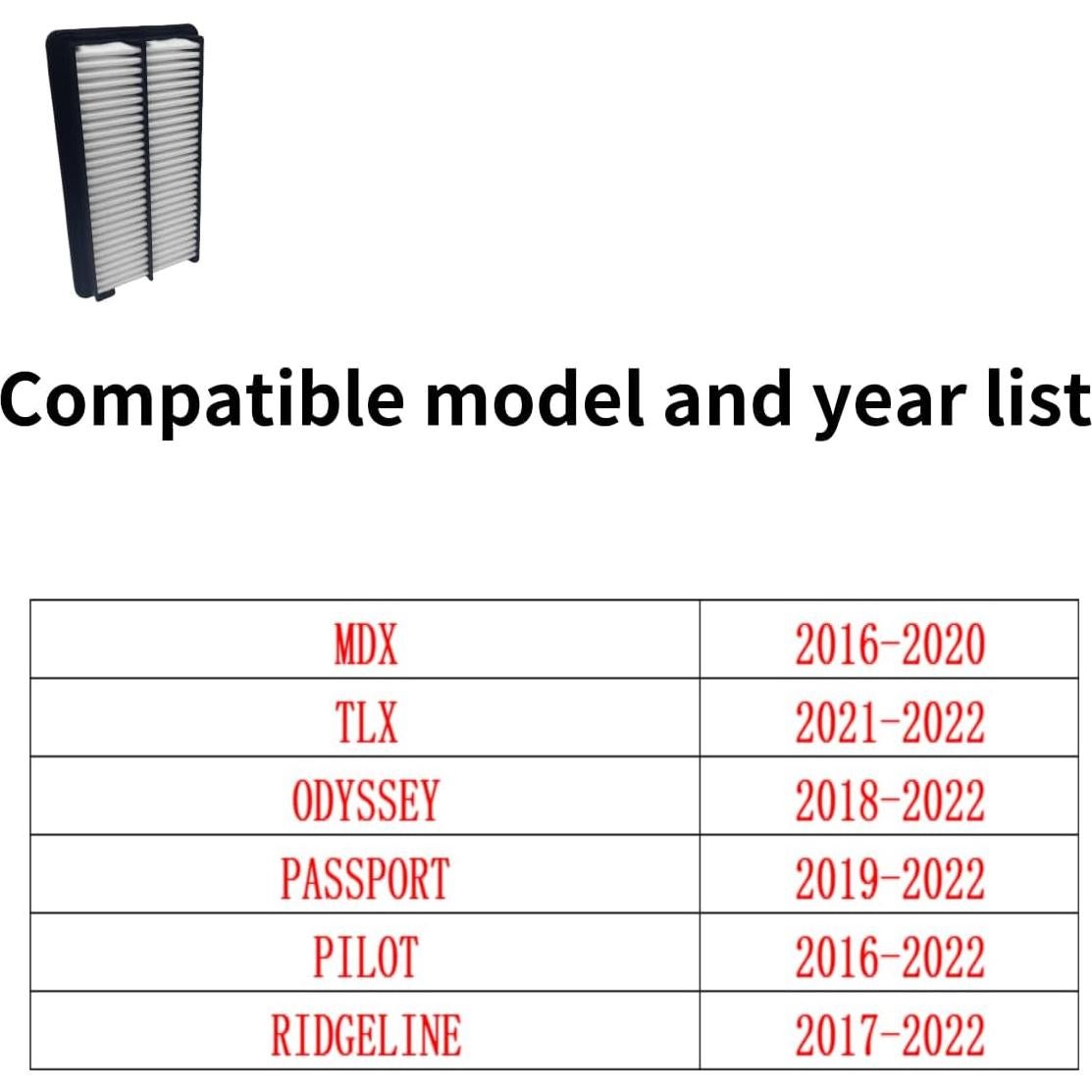 Filtro de Aire Motor NICEASY CA12061 para MDX, TLX, Odyssey