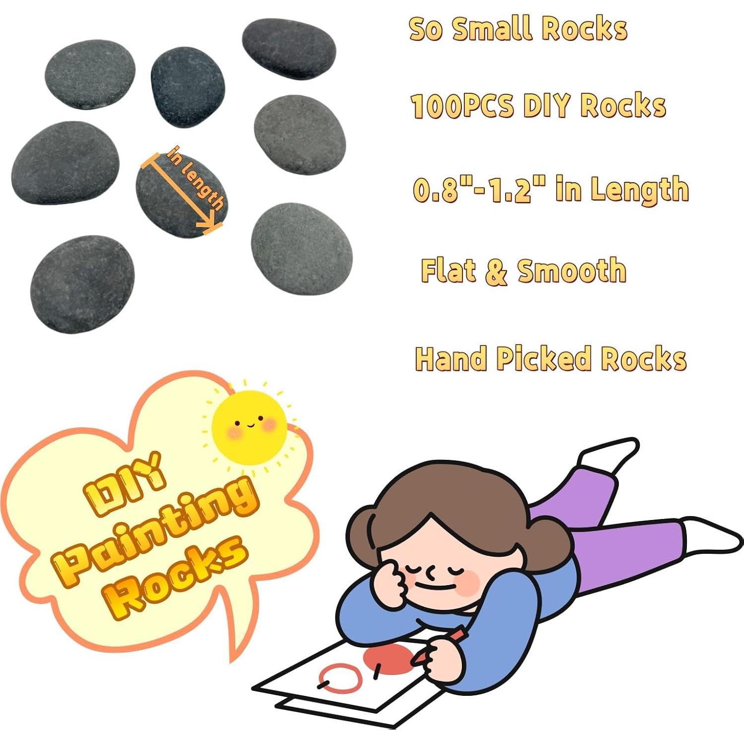 Piedras para Pintar Lifetop 100PCS 2-3 cm Planas y Suaves