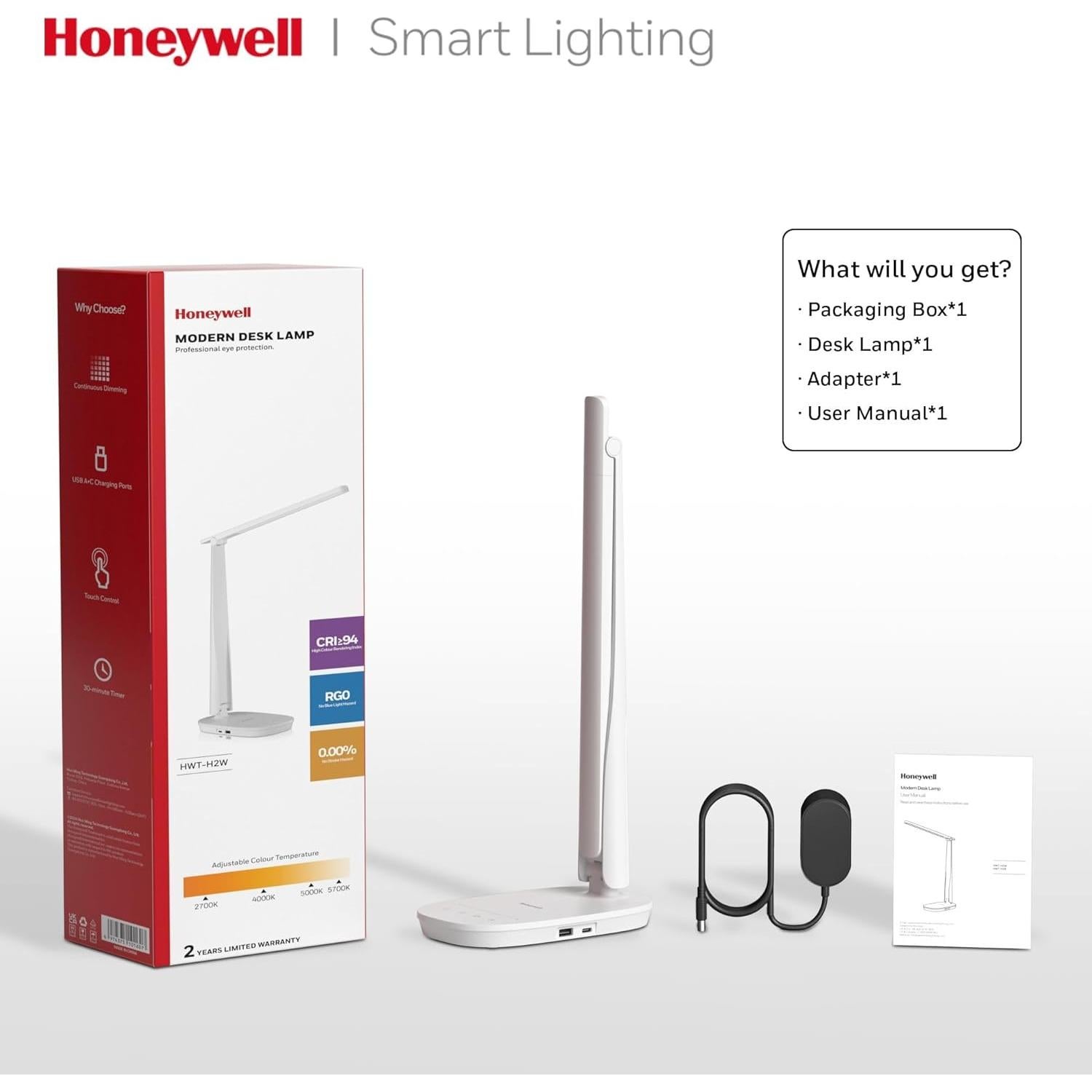 Lámpara de Escritorio LED Honeywell HWT-H2 Blanca USB