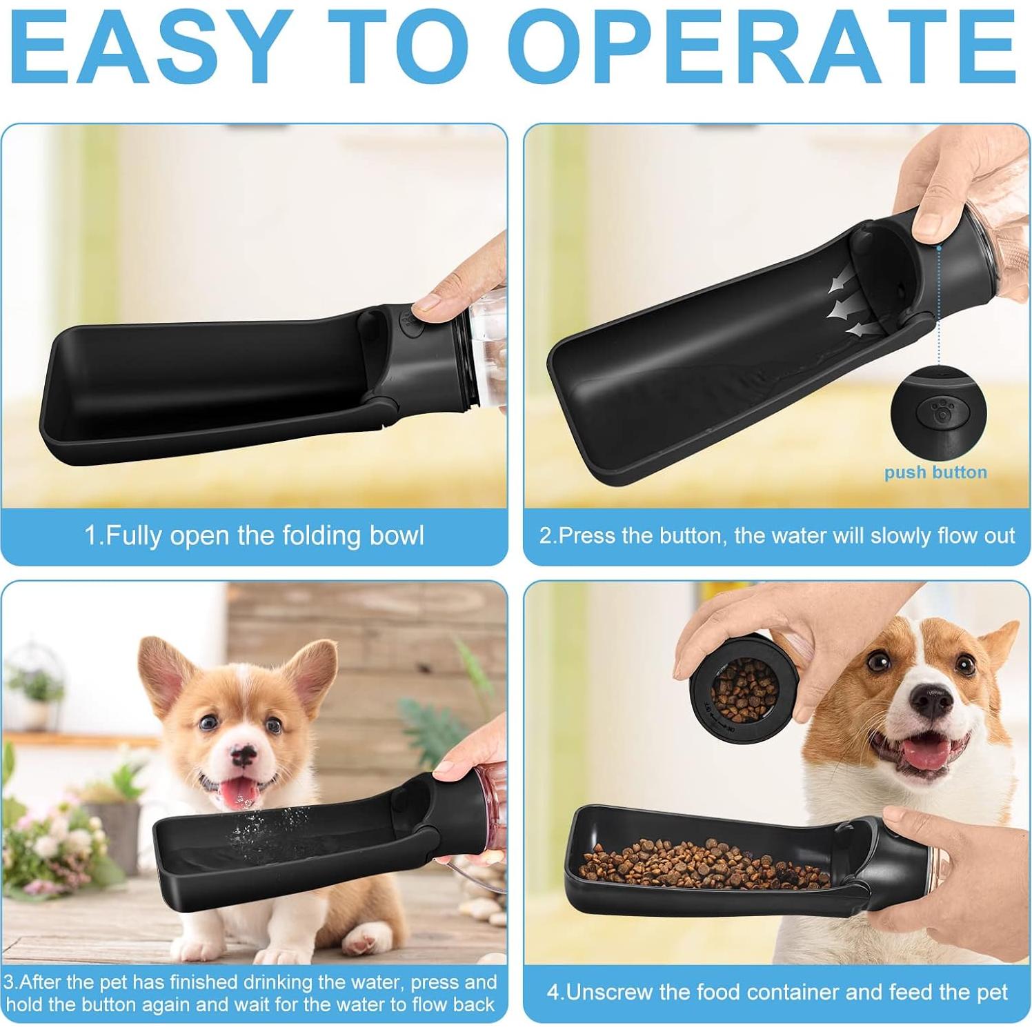 Botella de Agua y Comida para Perros COMTENS 325ml Plegable