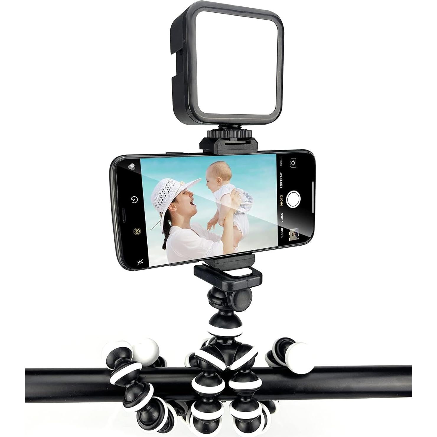 Kit de Vlogging Acuvar con Trípode Flexible, Micrófono y Luz LED