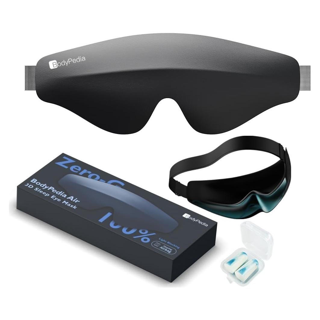 Máscara de Sueño Bodypedia 3D Negra - Bloqueo Total de Luz