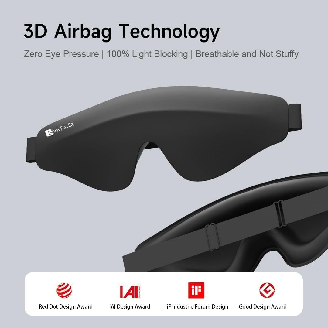 Máscara de Sueño Bodypedia 3D Negra - Bloqueo Total de Luz