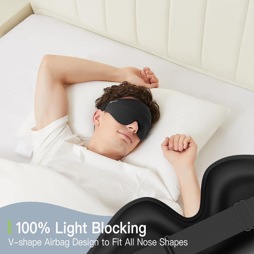 Máscara de Sueño Bodypedia 3D Negra - Bloqueo Total de Luz