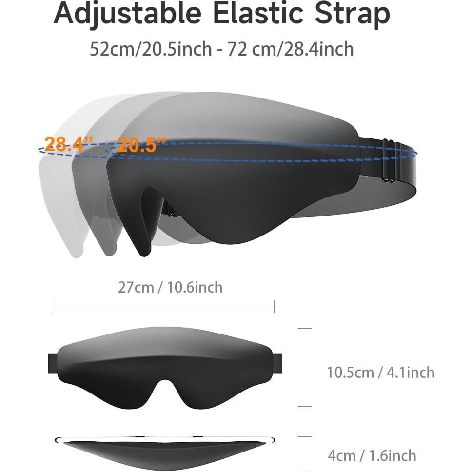 Máscara de Sueño Bodypedia 3D Negra - Bloqueo Total de Luz