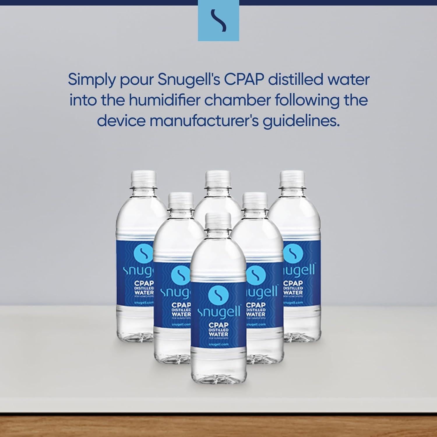 Agua Destilada Snugell para CPAP - 6 Botellas de 500 ml