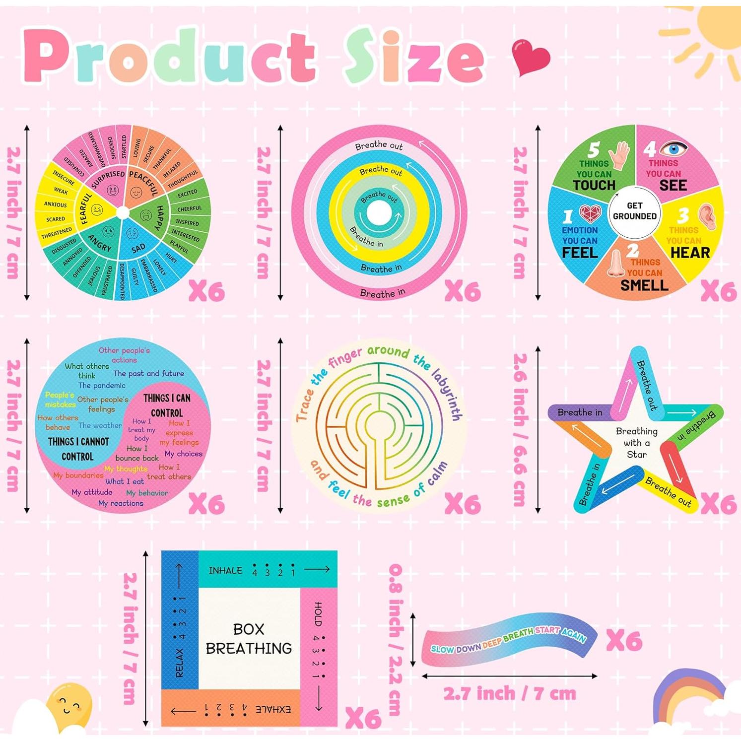 H1vojoxo Breath Sensory Anxiety Stickers - 24PCS Reusable Textured Anxiety Stickers Anti Stress Mindfulness Stickers Tactile Rough Sensory Stickers Stress Anxiety Relief Adhesive for Adults Classroom