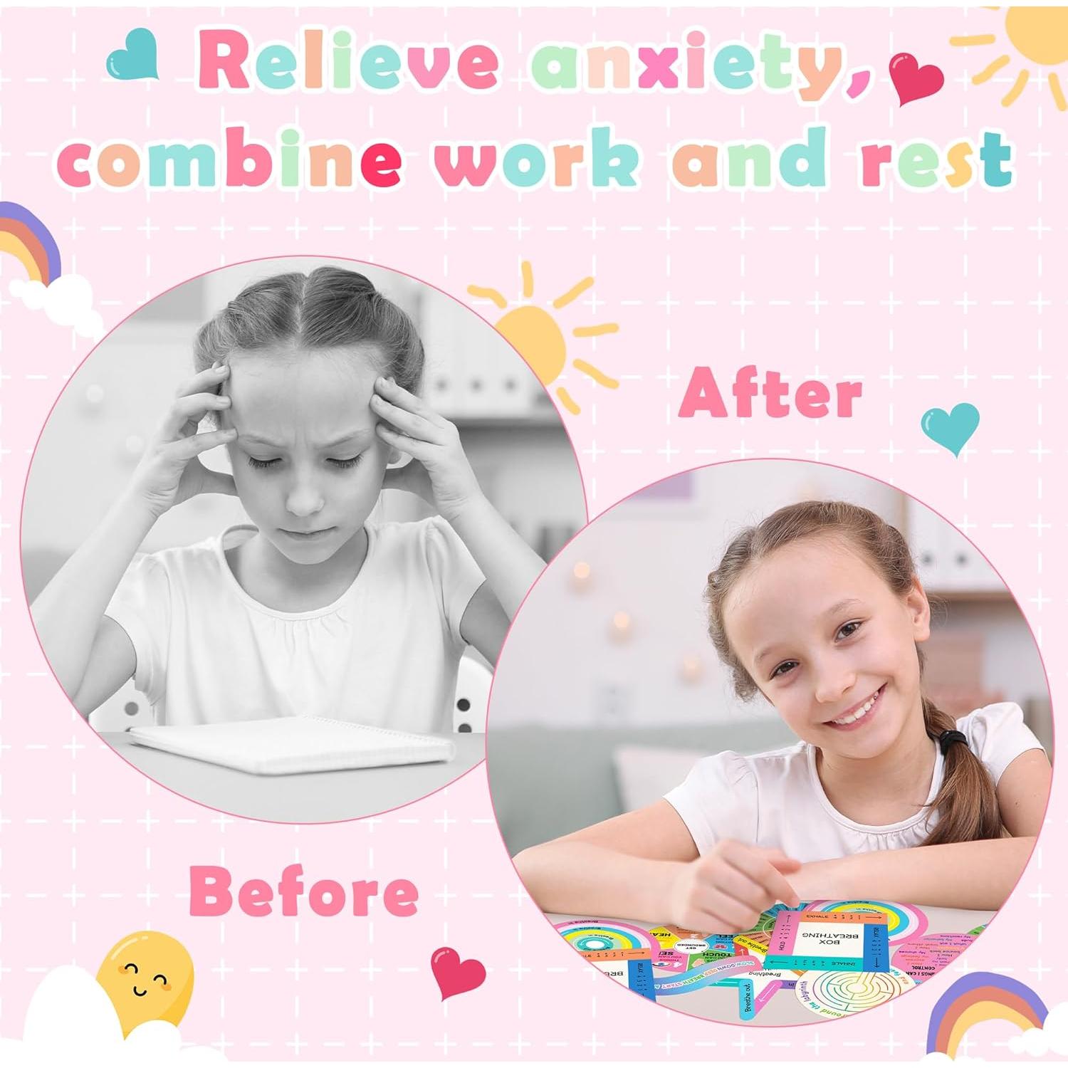 H1vojoxo Breath Sensory Anxiety Stickers - 24PCS Reusable Textured Anxiety Stickers Anti Stress Mindfulness Stickers Tactile Rough Sensory Stickers Stress Anxiety Relief Adhesive for Adults Classroom