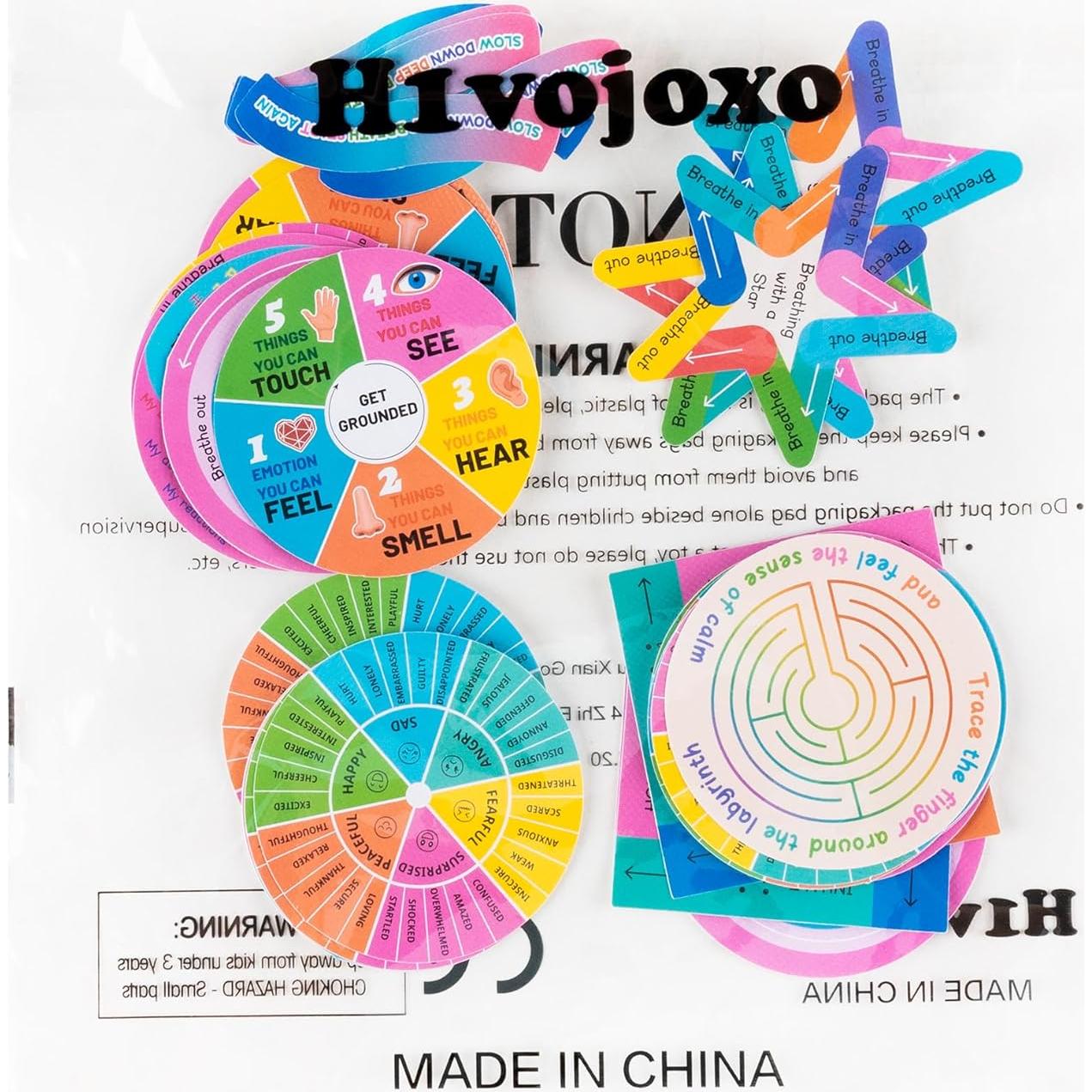 H1vojoxo Breath Sensory Anxiety Stickers - 24PCS Reusable Textured Anxiety Stickers Anti Stress Mindfulness Stickers Tactile Rough Sensory Stickers Stress Anxiety Relief Adhesive for Adults Classroom