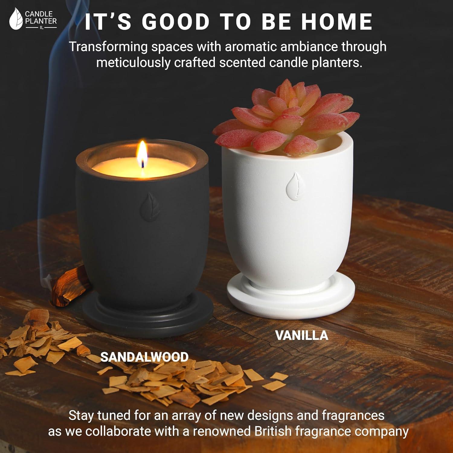 Maceta de Cemento Matani con Vela Aromática de Soja Vainilla