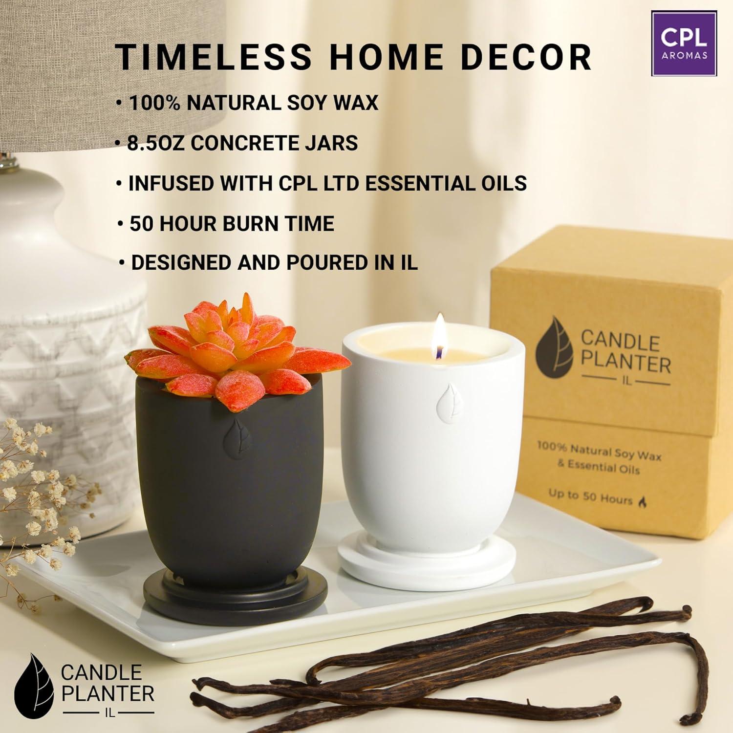 Maceta de Cemento Matani con Vela Aromática de Soja Vainilla