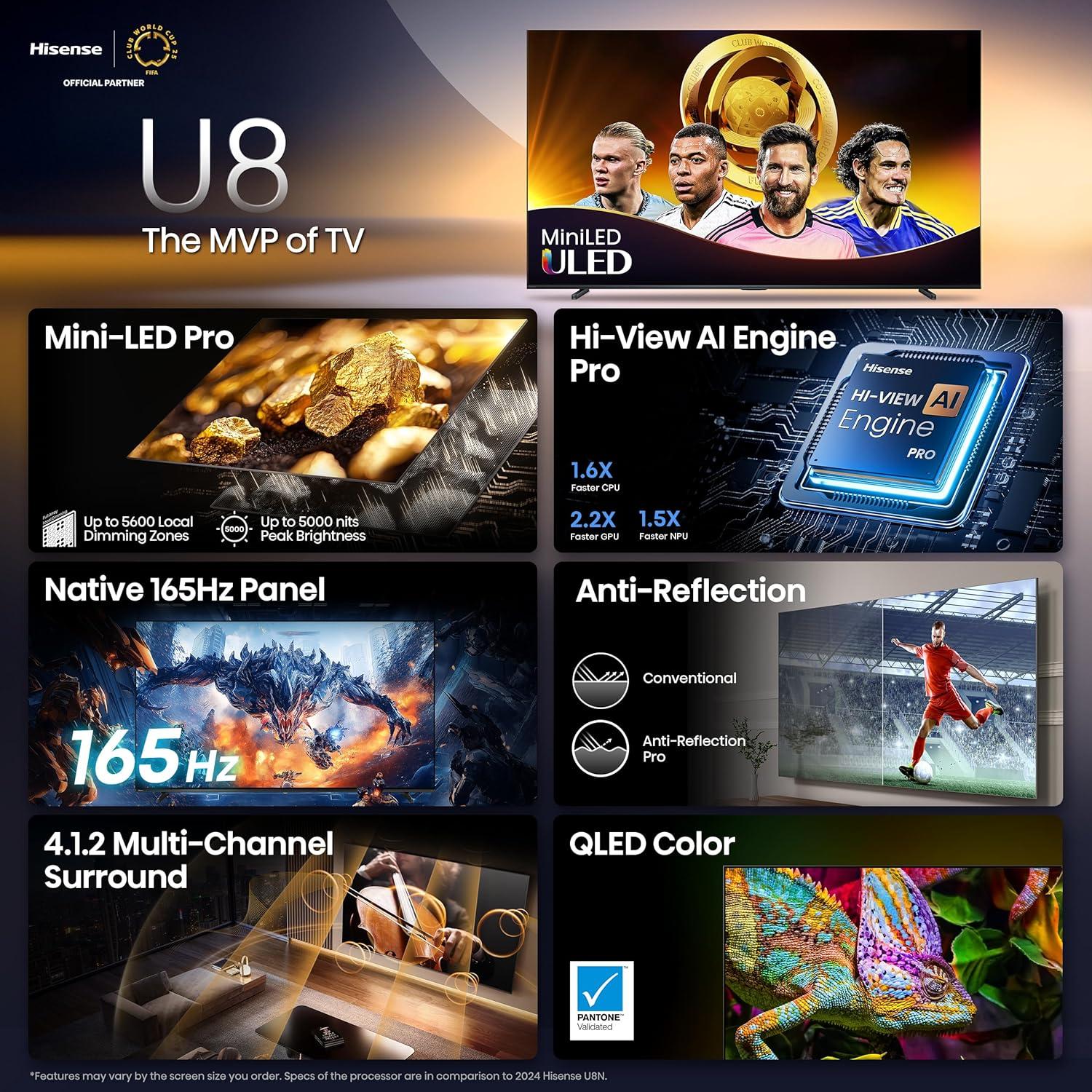 Televisor Hisense 55" U8 Mini-LED 4K UHD Smart TV 2025