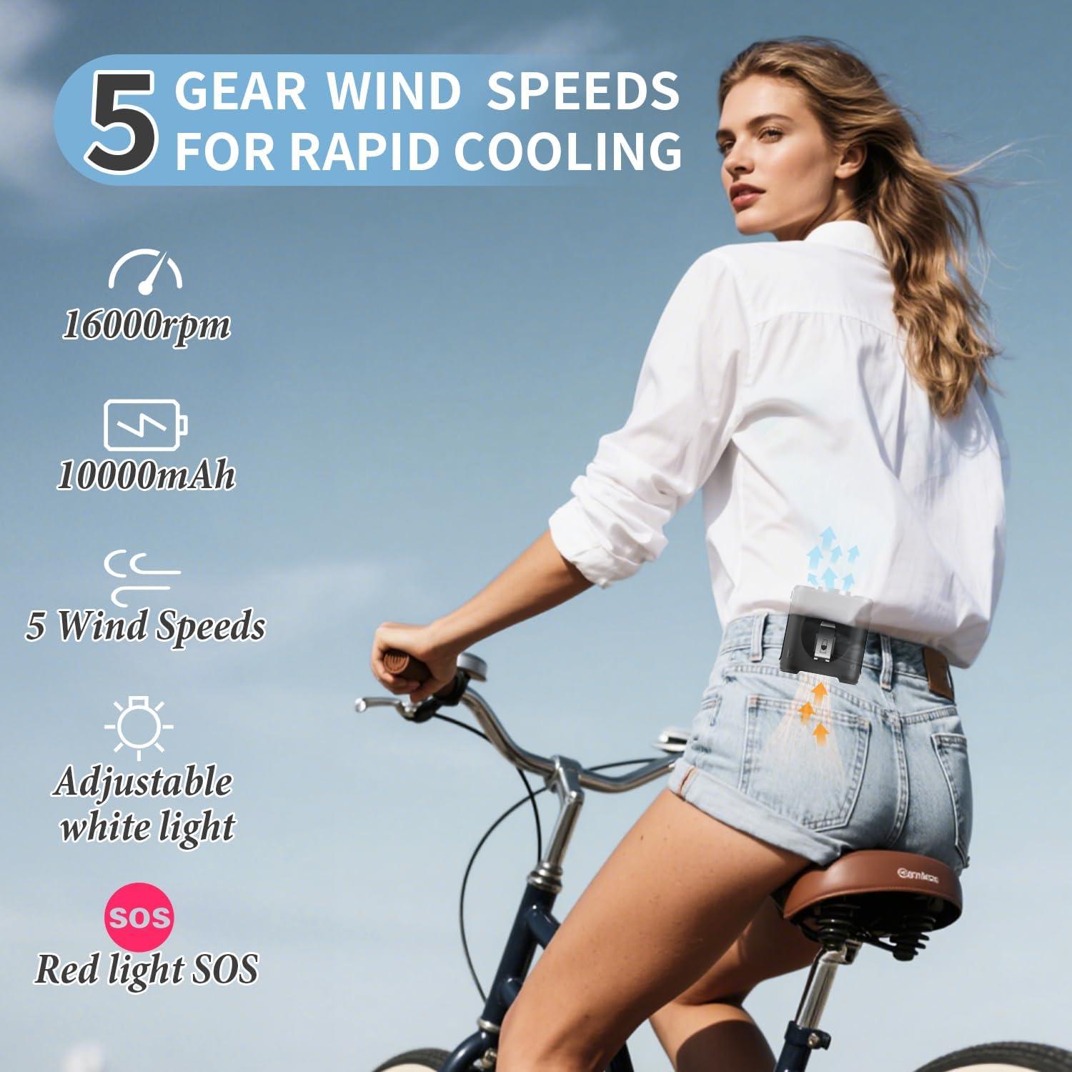 Ventilador de Cintura Portátil EEIFO F2 10000mAh 5 Velocidades