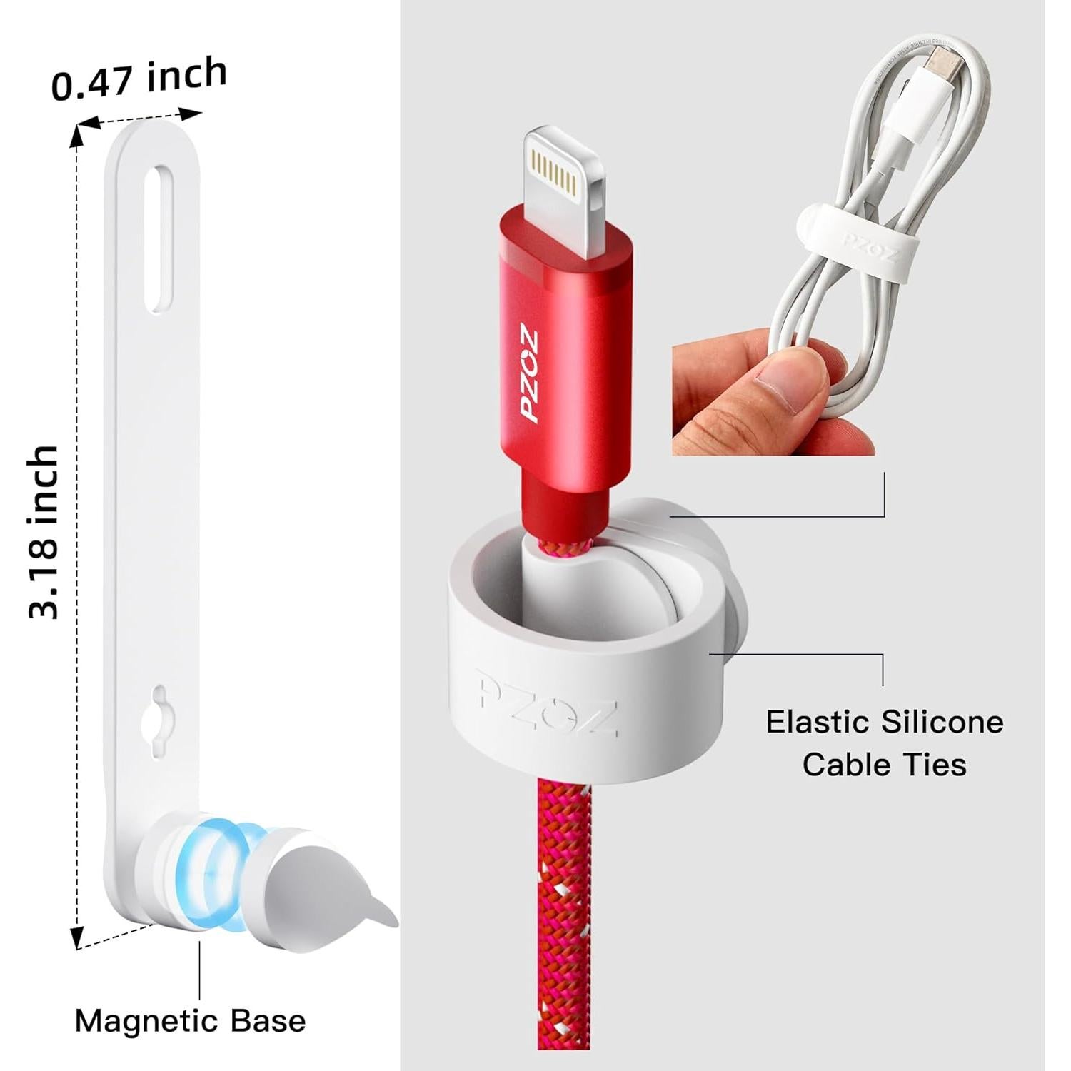 Bridas Magnéticas Reutilizables PZOZ 5 Pcs Silicona Blanca