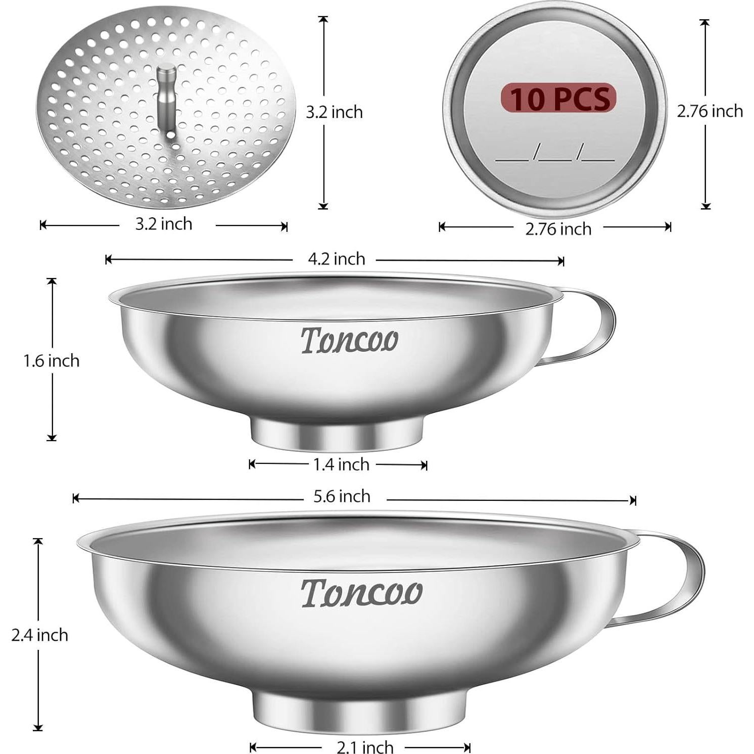 Juego de 13 Embudos de Acero Inoxidable para Conservas