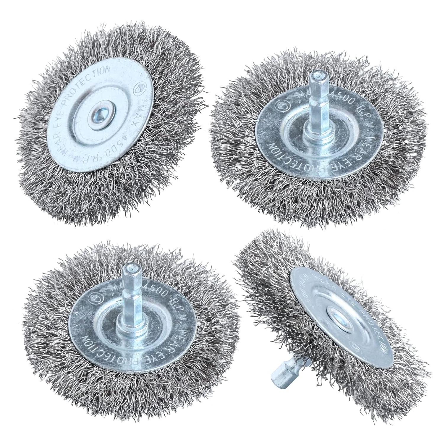 Kit de 4 cepillos de rueda de alambre Hiqalty 75 mm para taladro