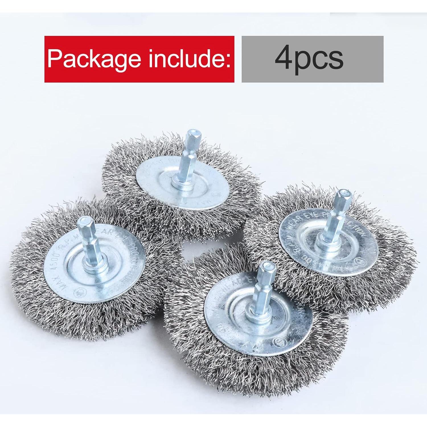 Kit de 4 cepillos de rueda de alambre Hiqalty 75 mm para taladro