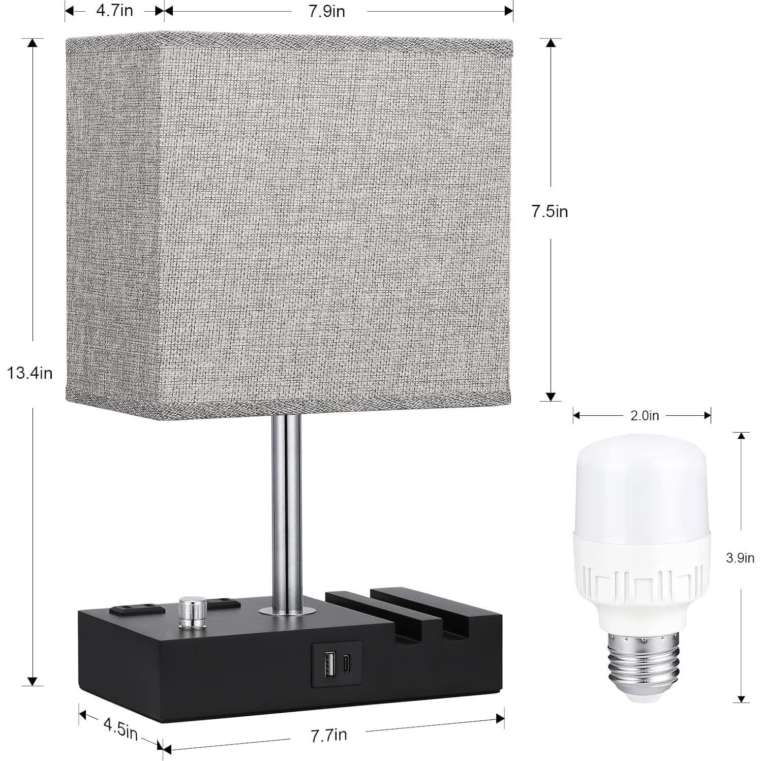 Lámpara de Mesita de Noche Regulable Kakanuo con USB-C Gris