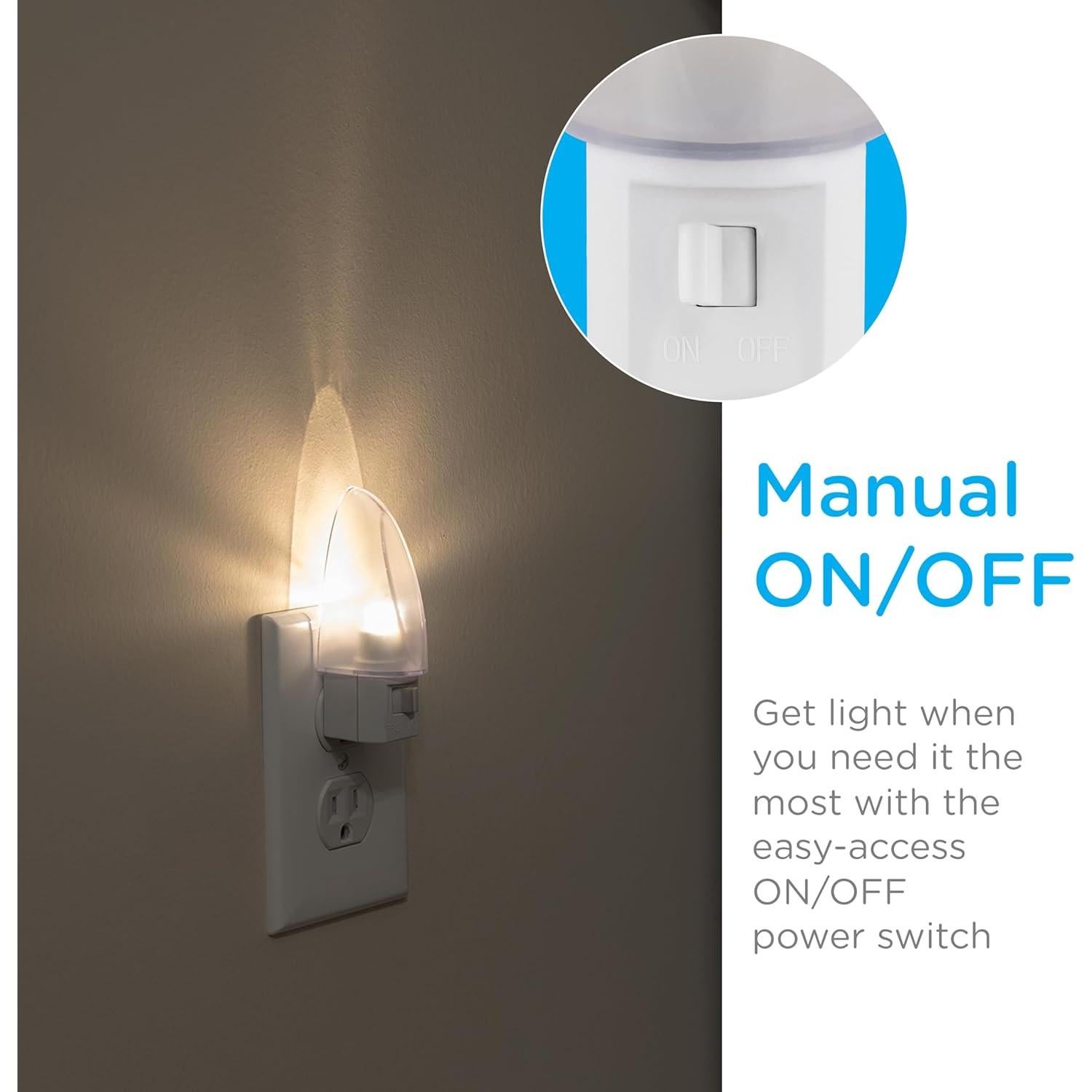 Luz Nocturna LED Jasco 11140 Manual Blanco Cálido 9.53 cm