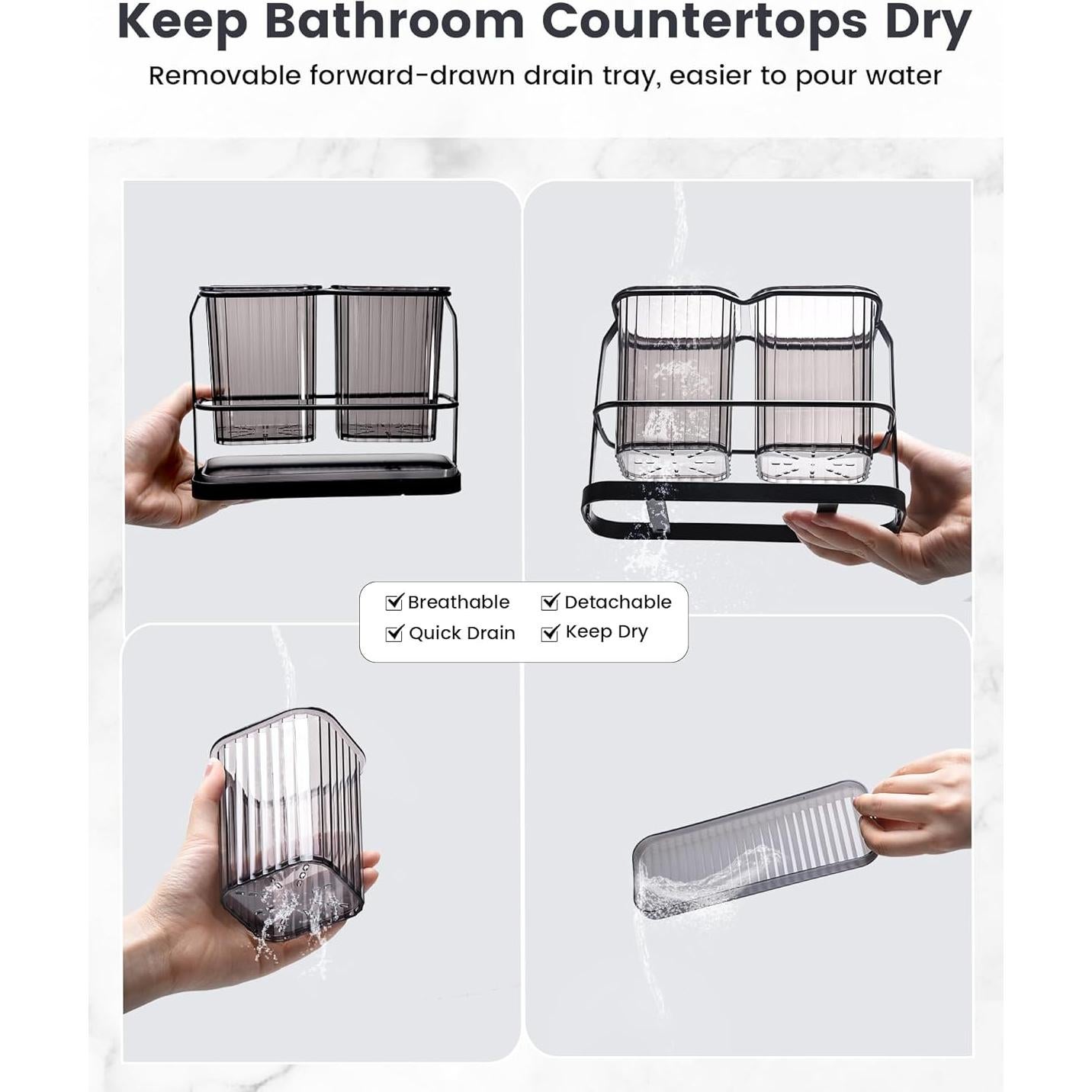 Soporte de Cepillos de Dientes KONE Negro Montado en Pared