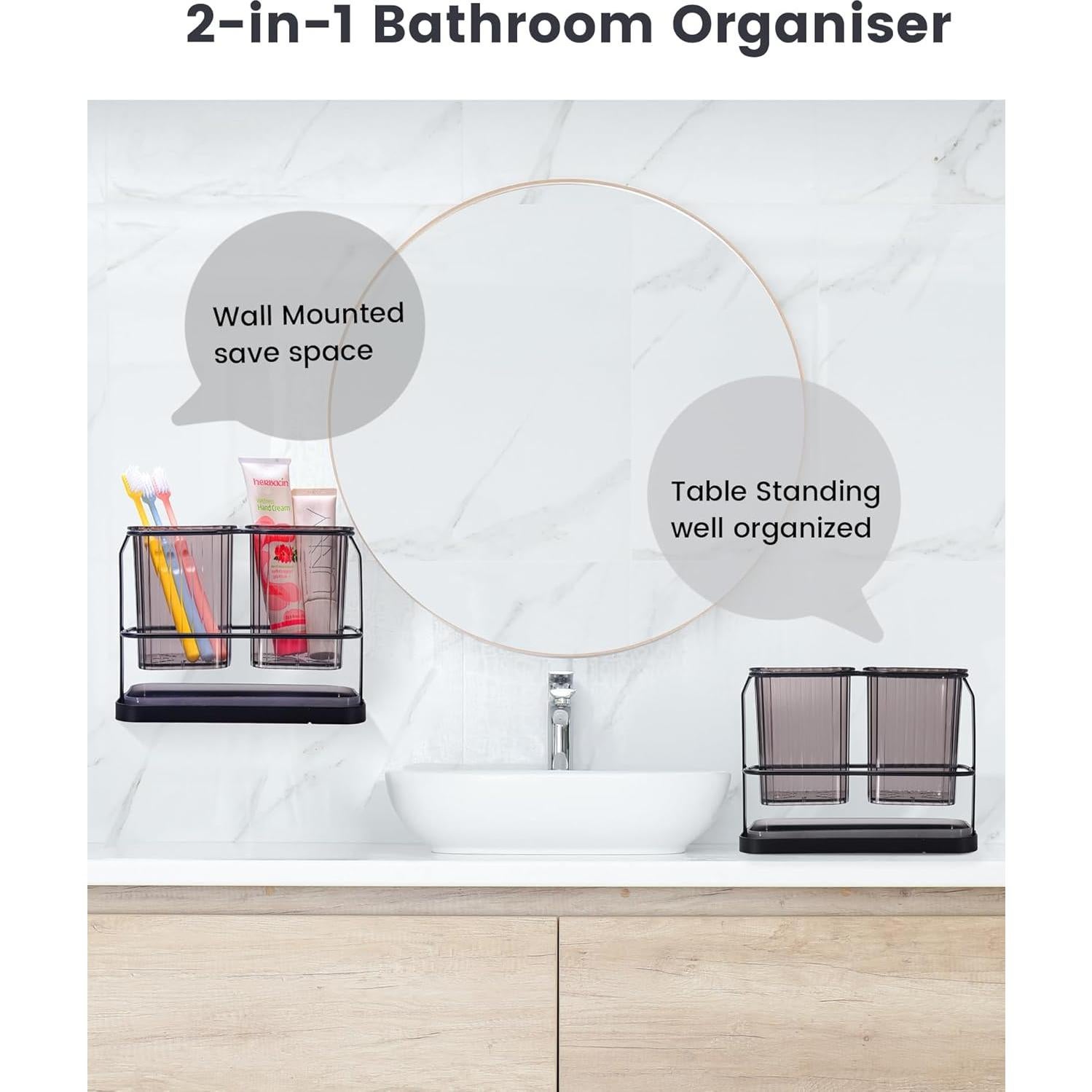 Soporte de Cepillos de Dientes KONE Negro Montado en Pared