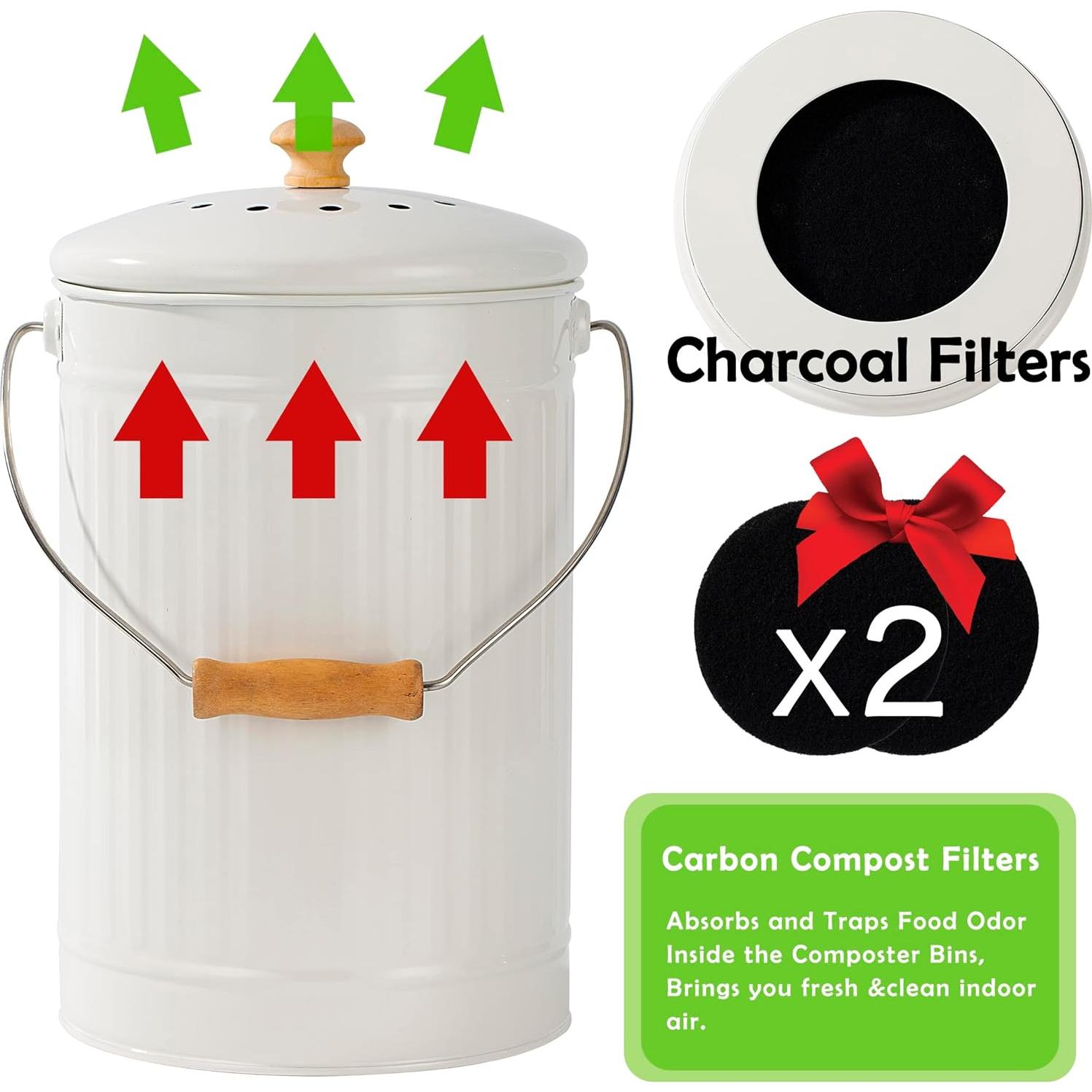 Cubo de Compostaje TreaHome 6.43L Blanco a Prueba de Óxido