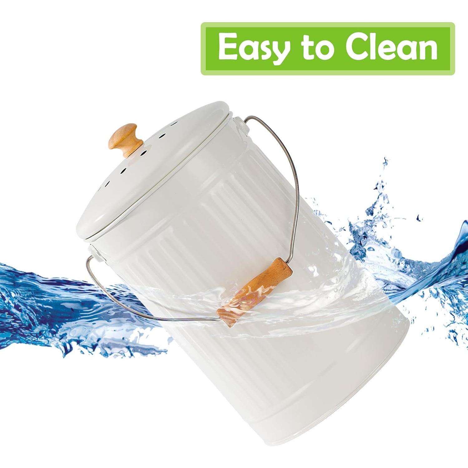 Cubo de Compostaje TreaHome 6.43L Blanco a Prueba de Óxido