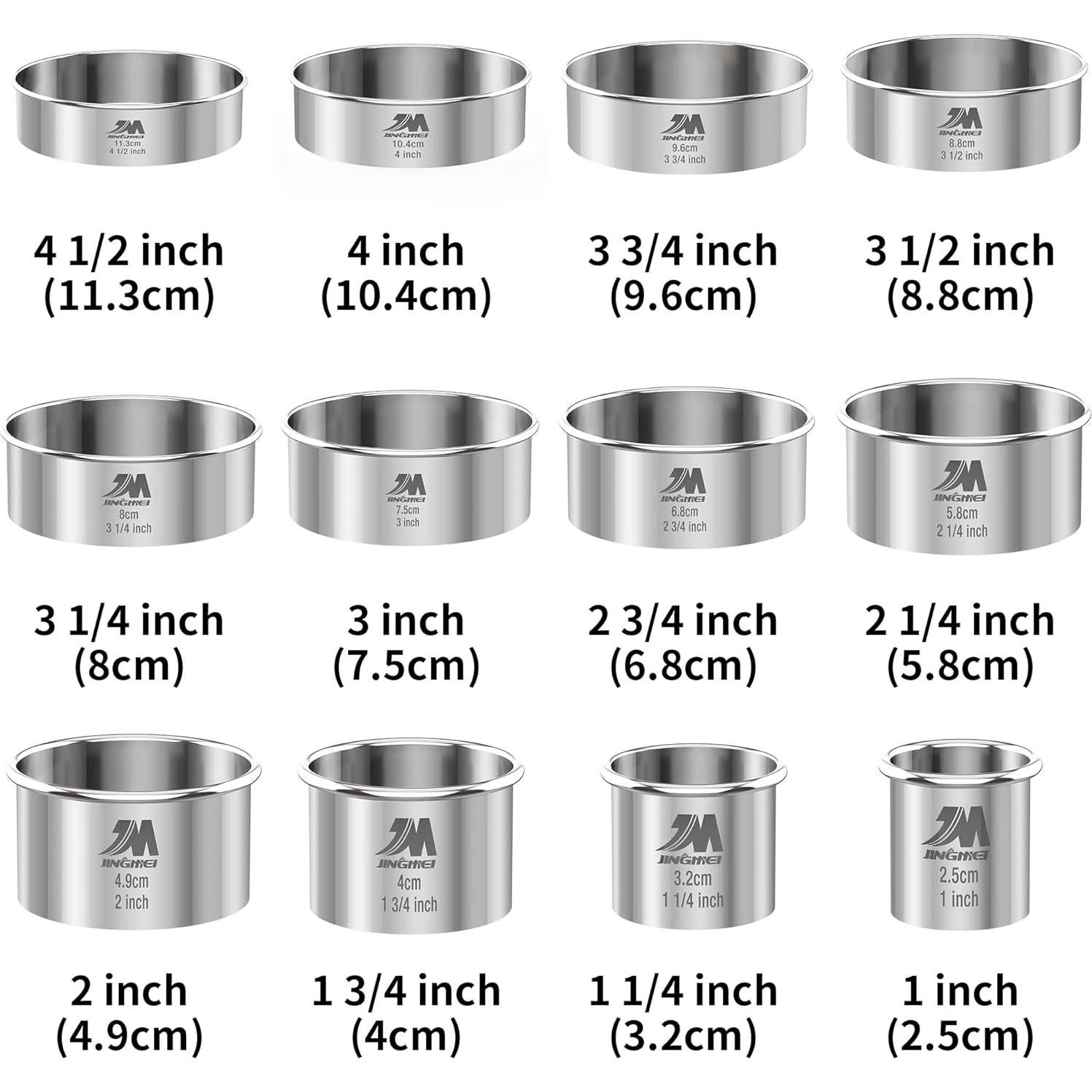 Juego de Cortadores de Galletas Redondos M JINGMEI 12 Piezas