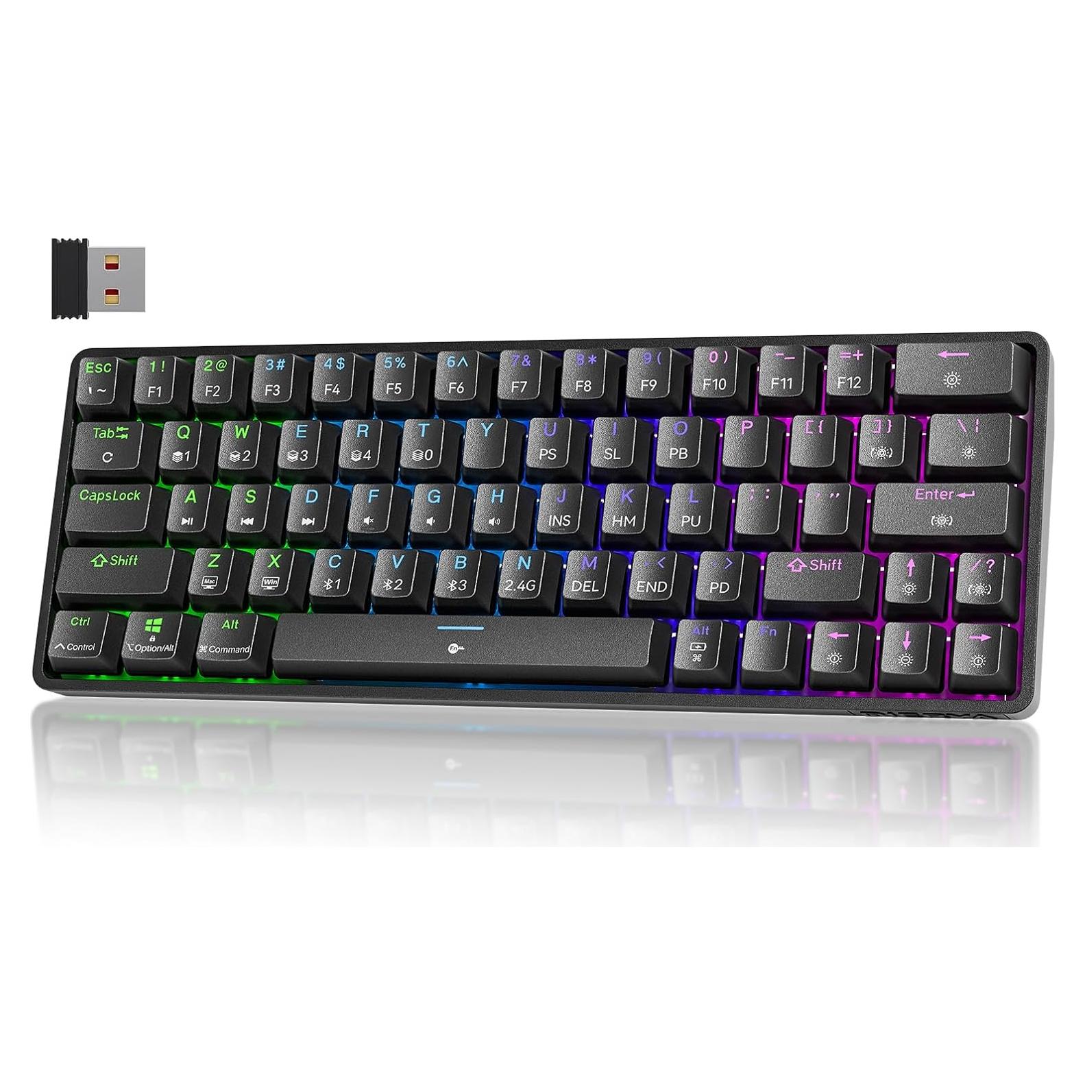 Teclado Mecánico Inalámbrico TMKB T63 60% RGB Azul Clicky