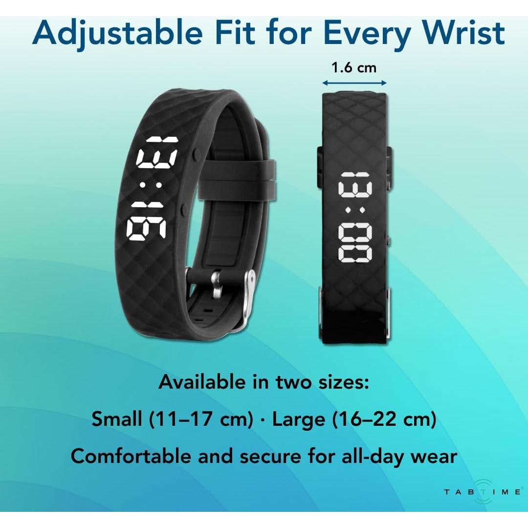 Reloj Recordatorio Vibrante TabTime Negro Pequeño 10 Alarmas