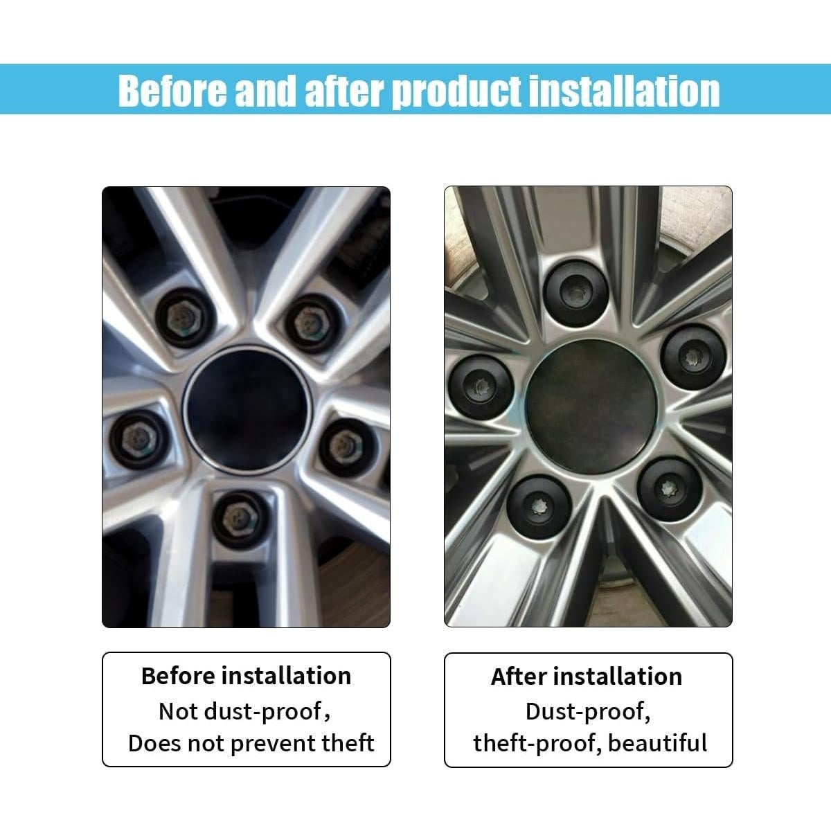 20 Cubiertas de Tuercas de Rueda JOYCOURT 17mm con Herramienta